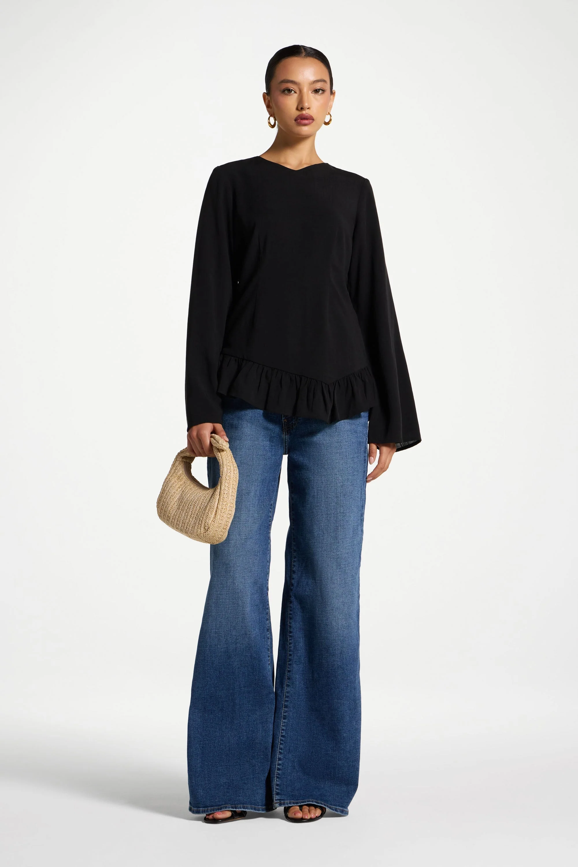 Tencel Ruffle Top - Black - Image 3