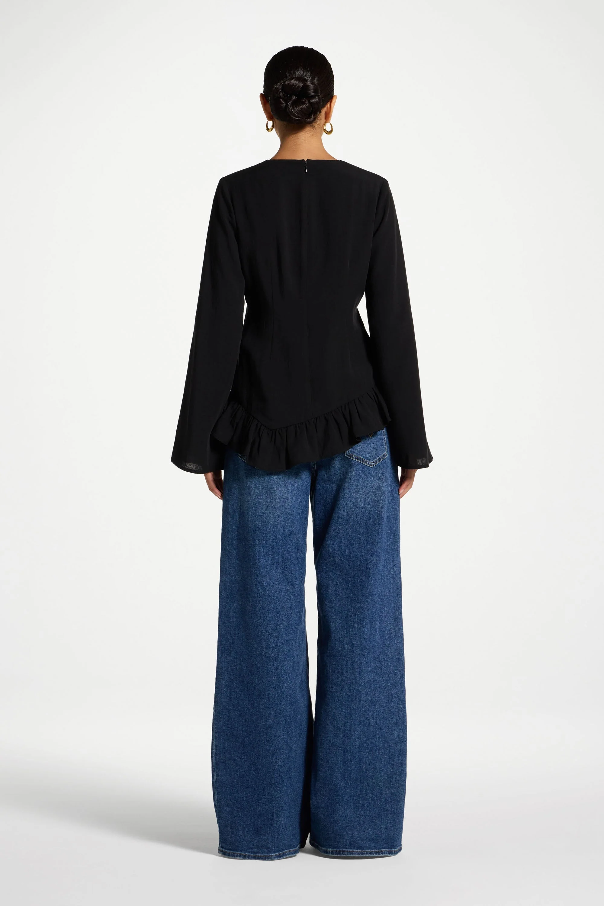Tencel Ruffle Top - Black - Image 7