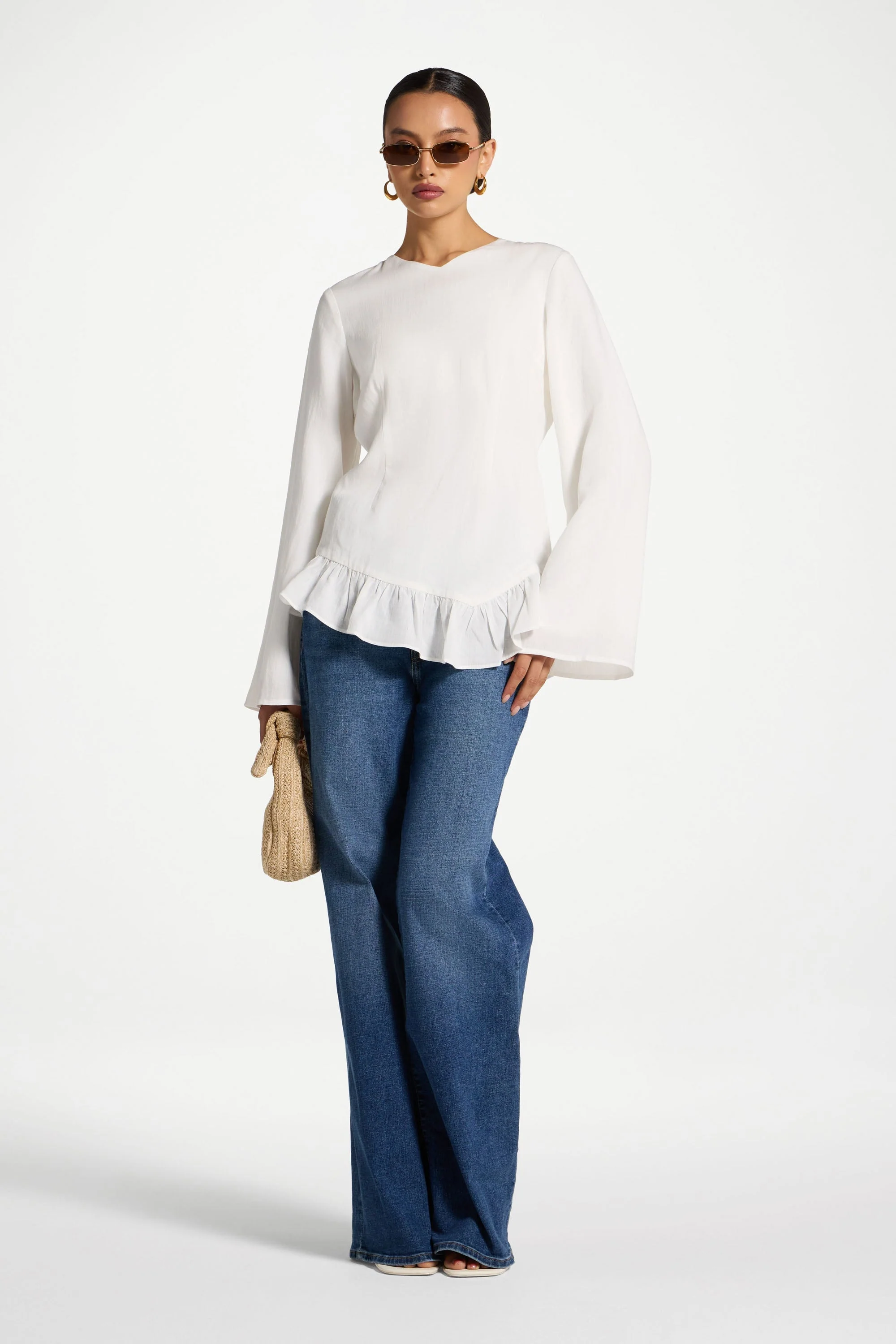 Tencel Ruffle Top - White - Image 3