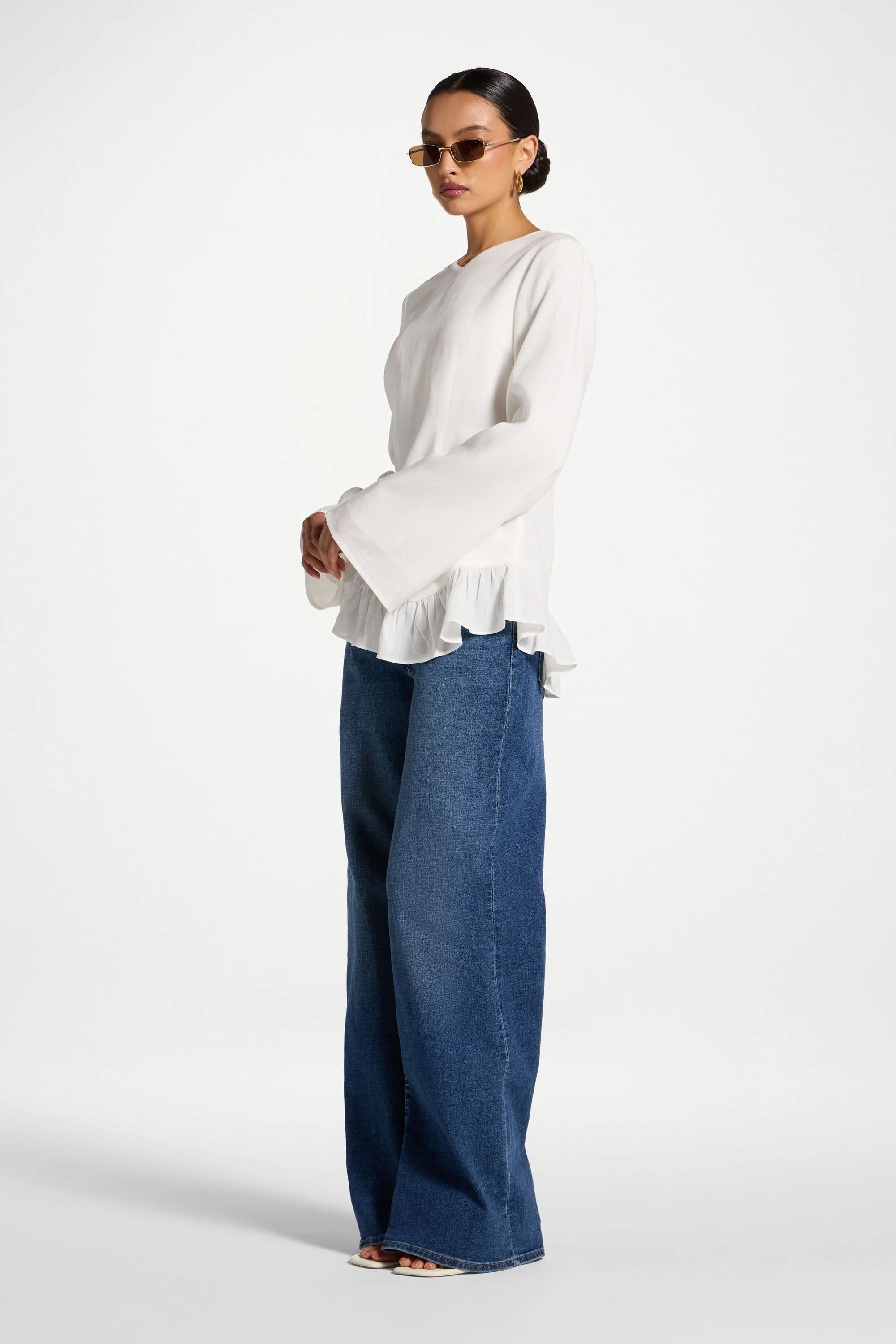 Tencel Ruffle Top - White - Image 5