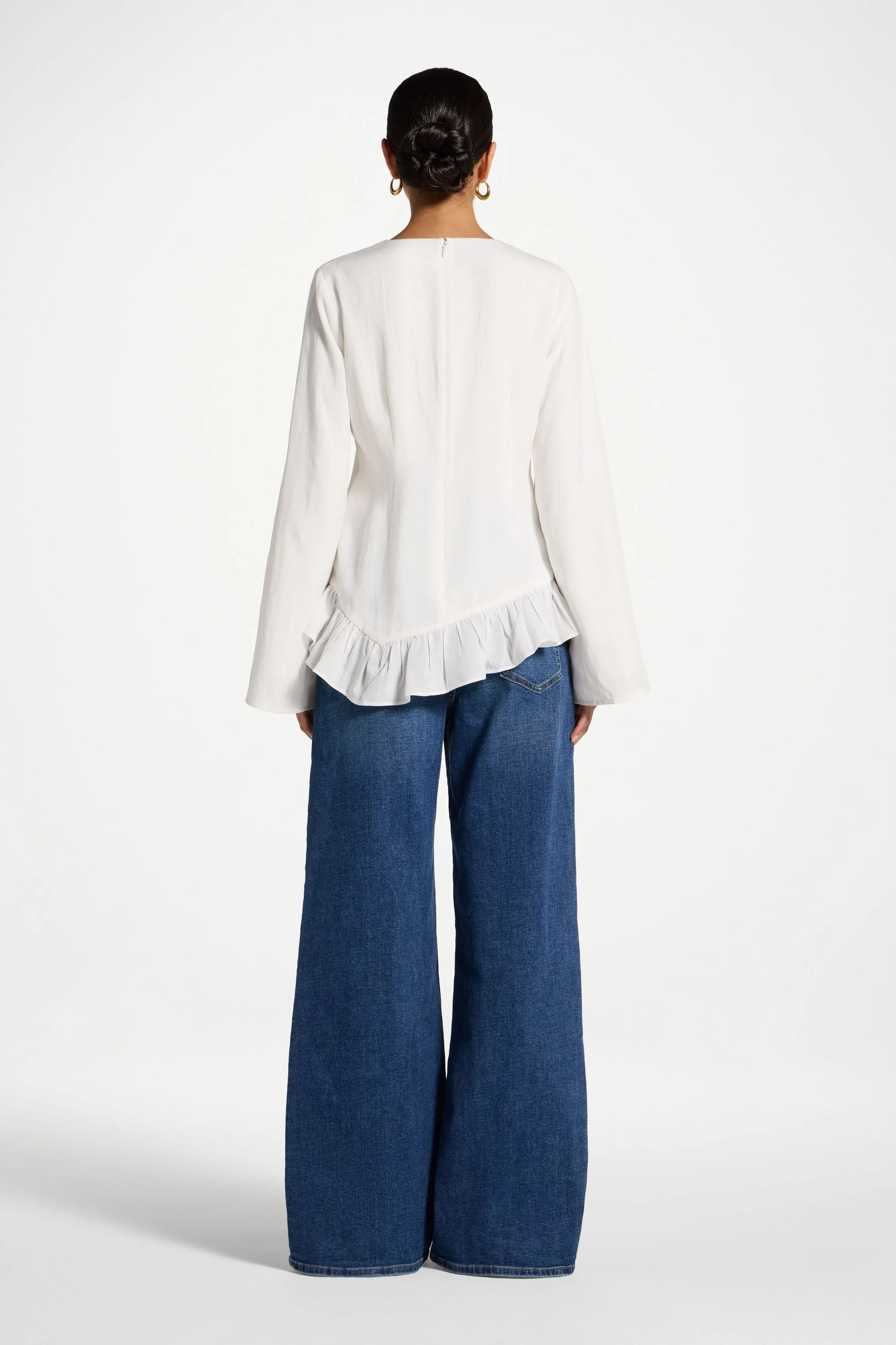 Tencel Ruffle Top - White - Image 6