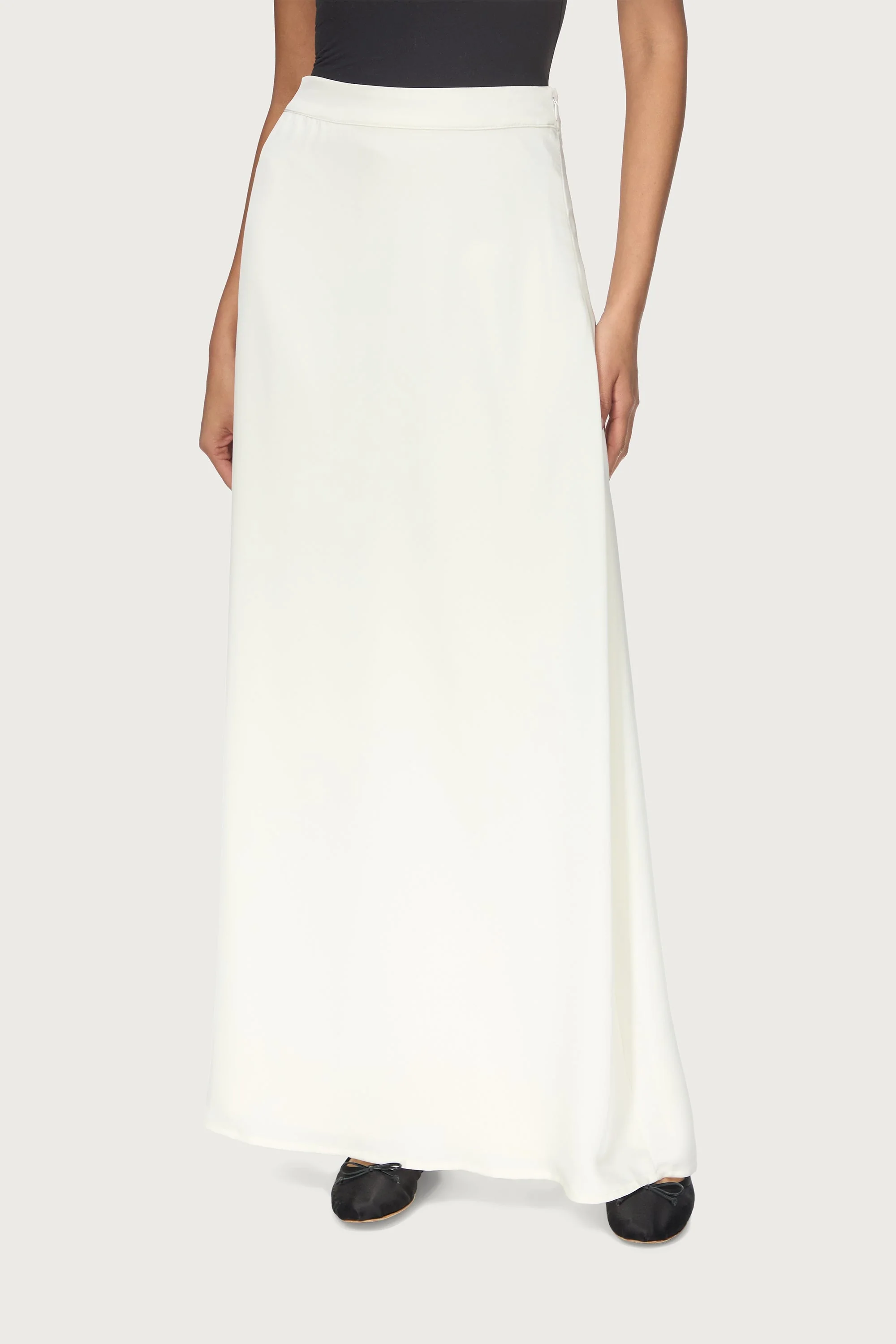 Tencel Silk A-Line Maxi Skirt - Ivory - Image 5