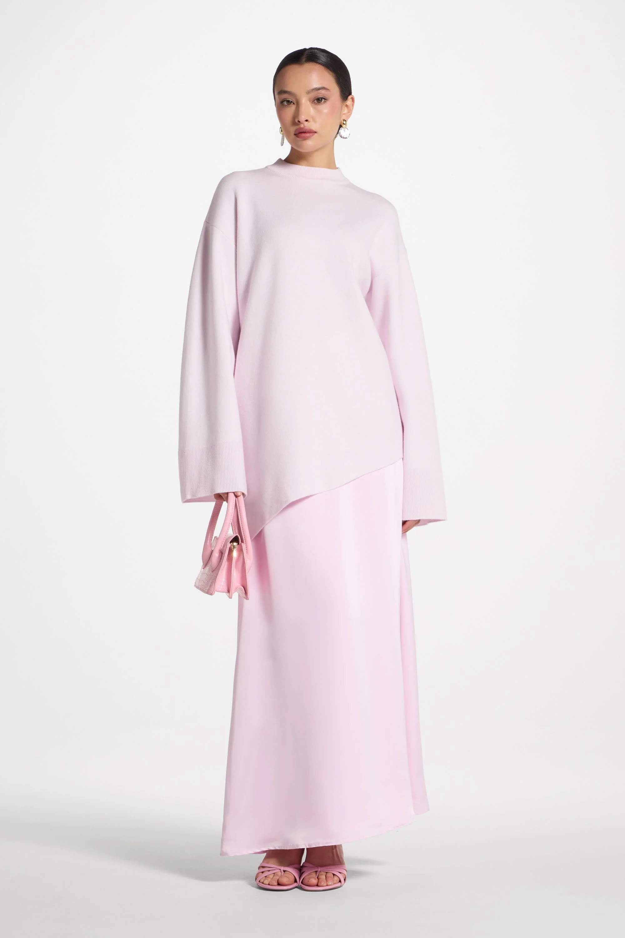 Tencel Silk A-Line Maxi Skirt - Pink - Image 2