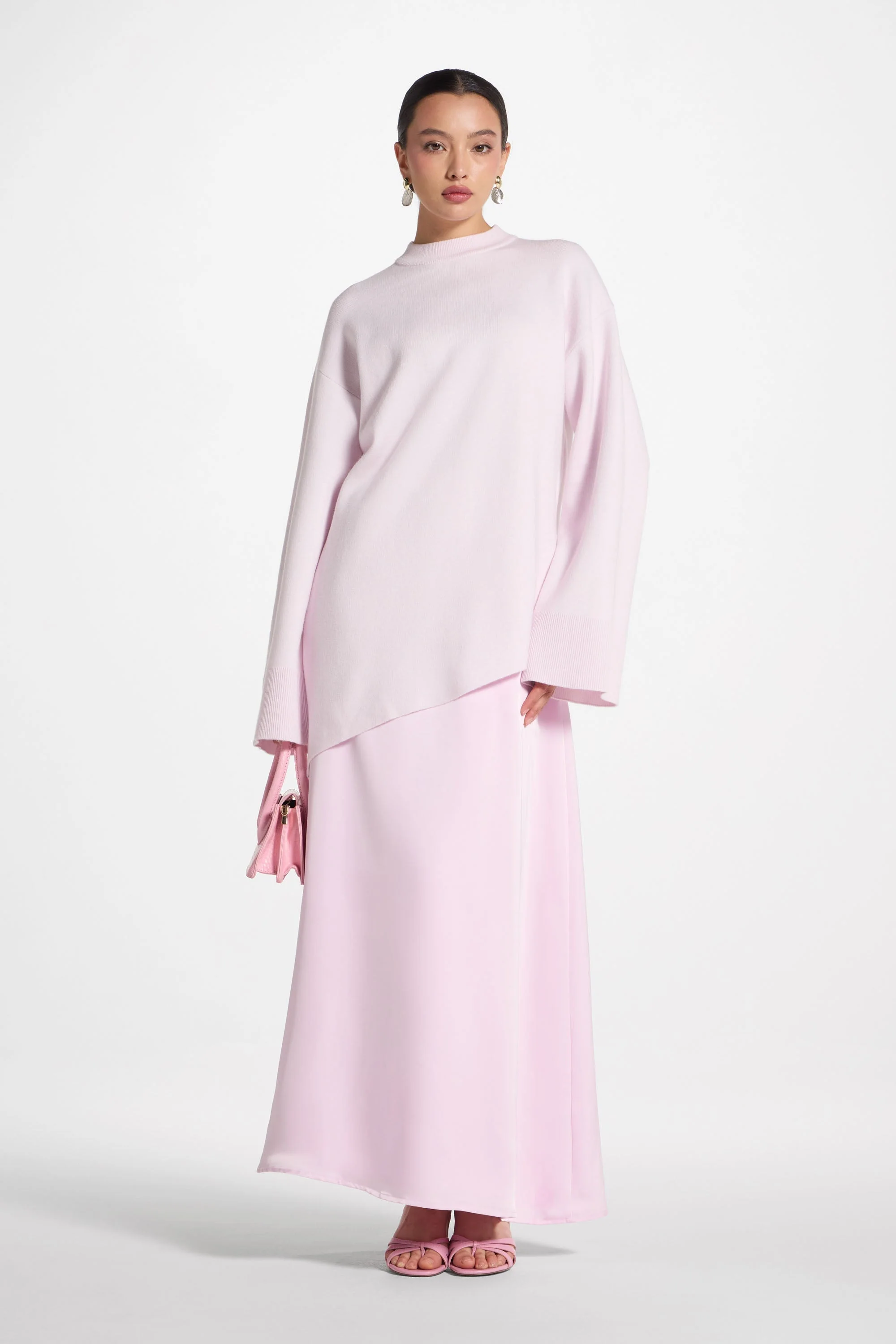 Tencel Silk A-Line Maxi Skirt - Pink - Image 3
