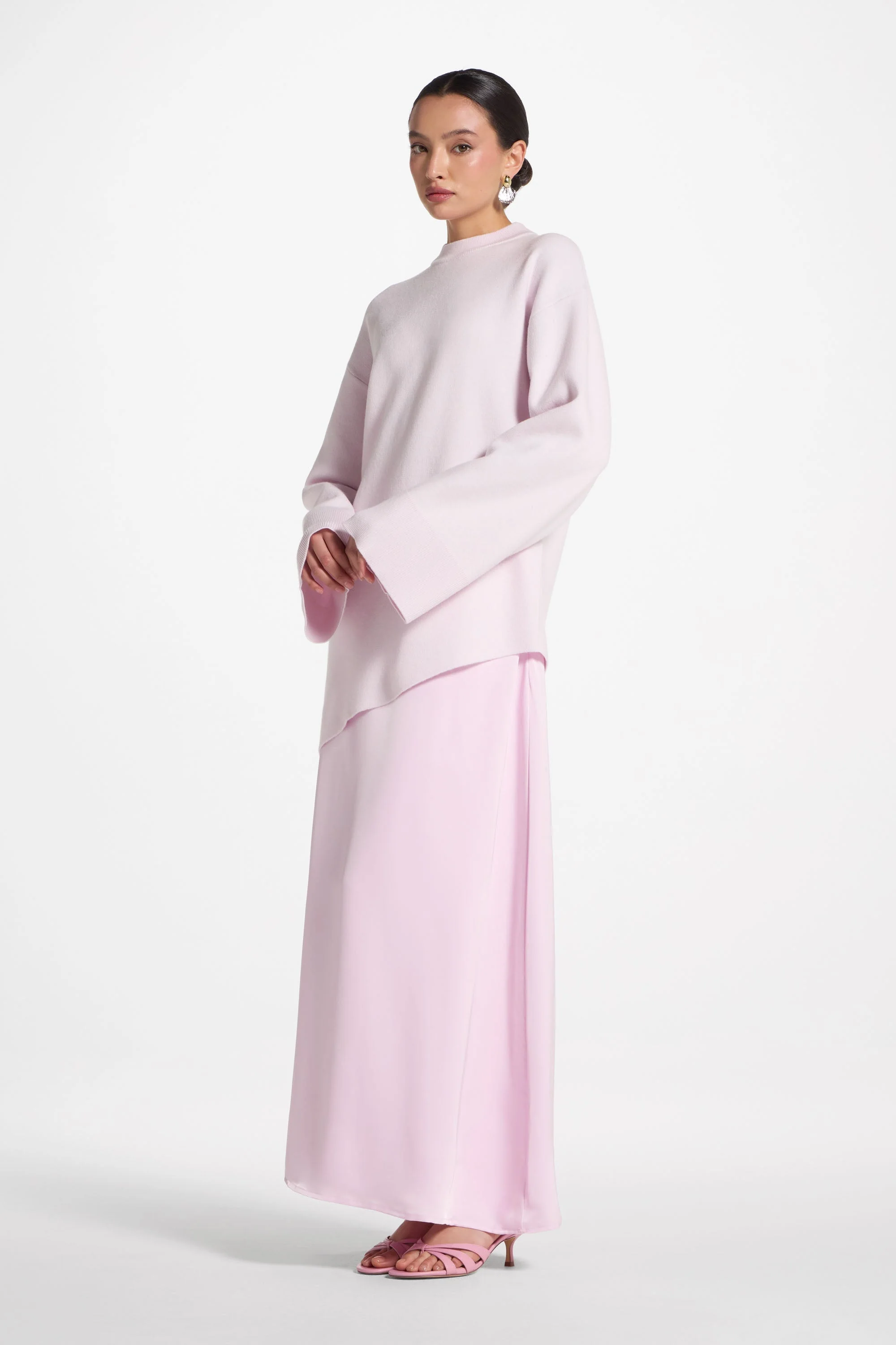 Tencel Silk A-Line Maxi Skirt - Pink - Image 8