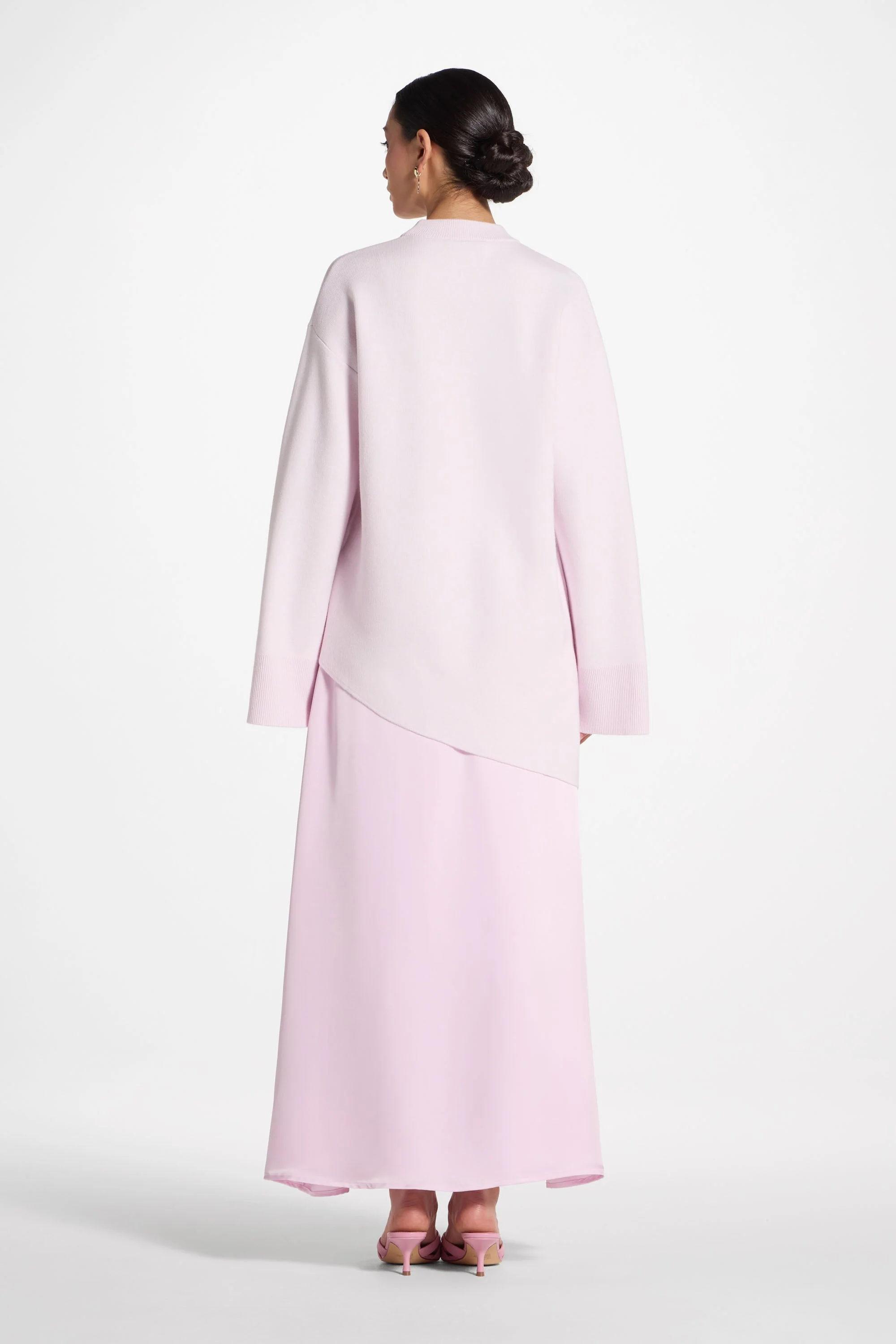 Tencel Silk A-Line Maxi Skirt - Pink - Image 9