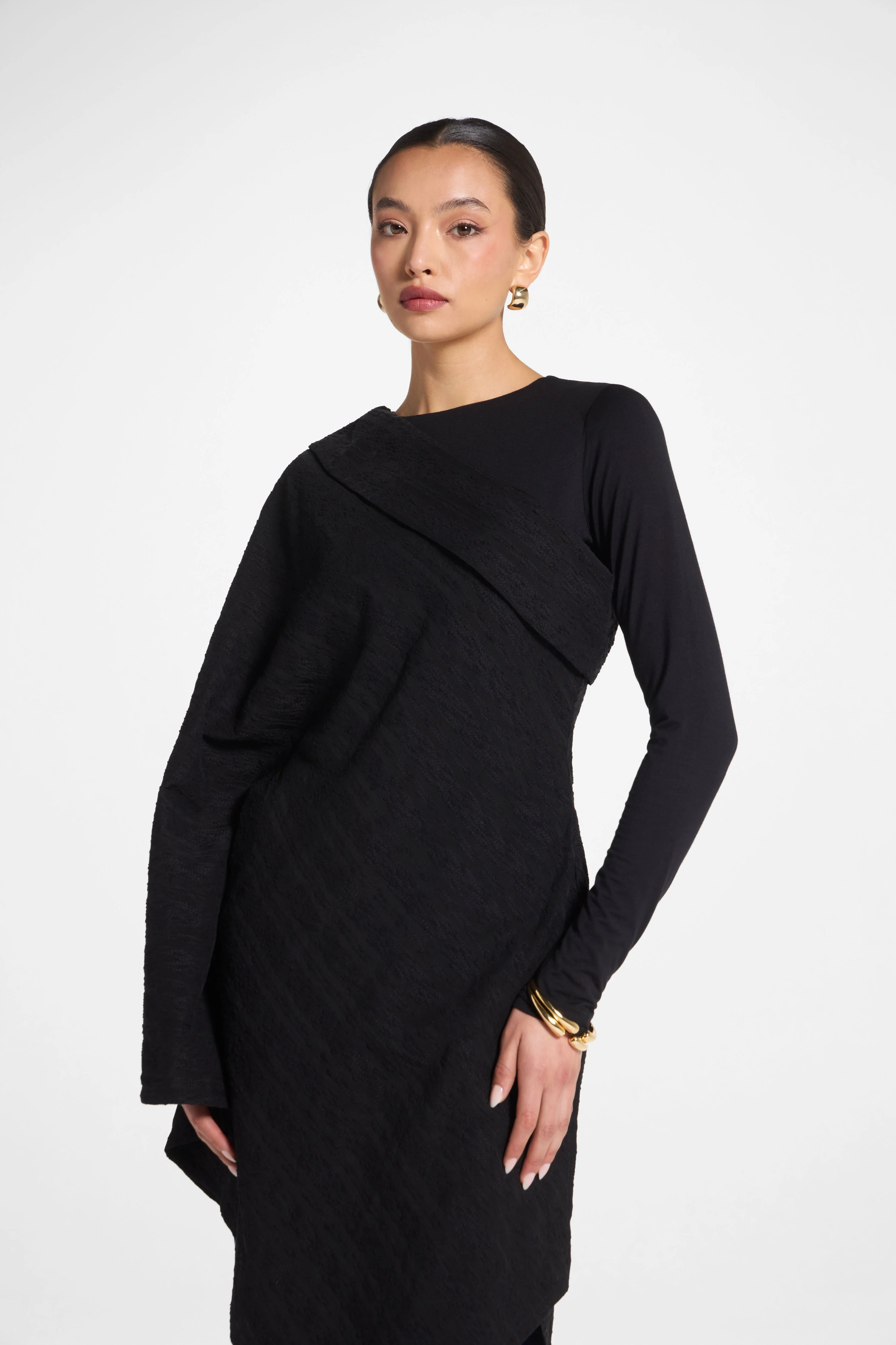 Textured Asymmetric Overlay Top - Image 3