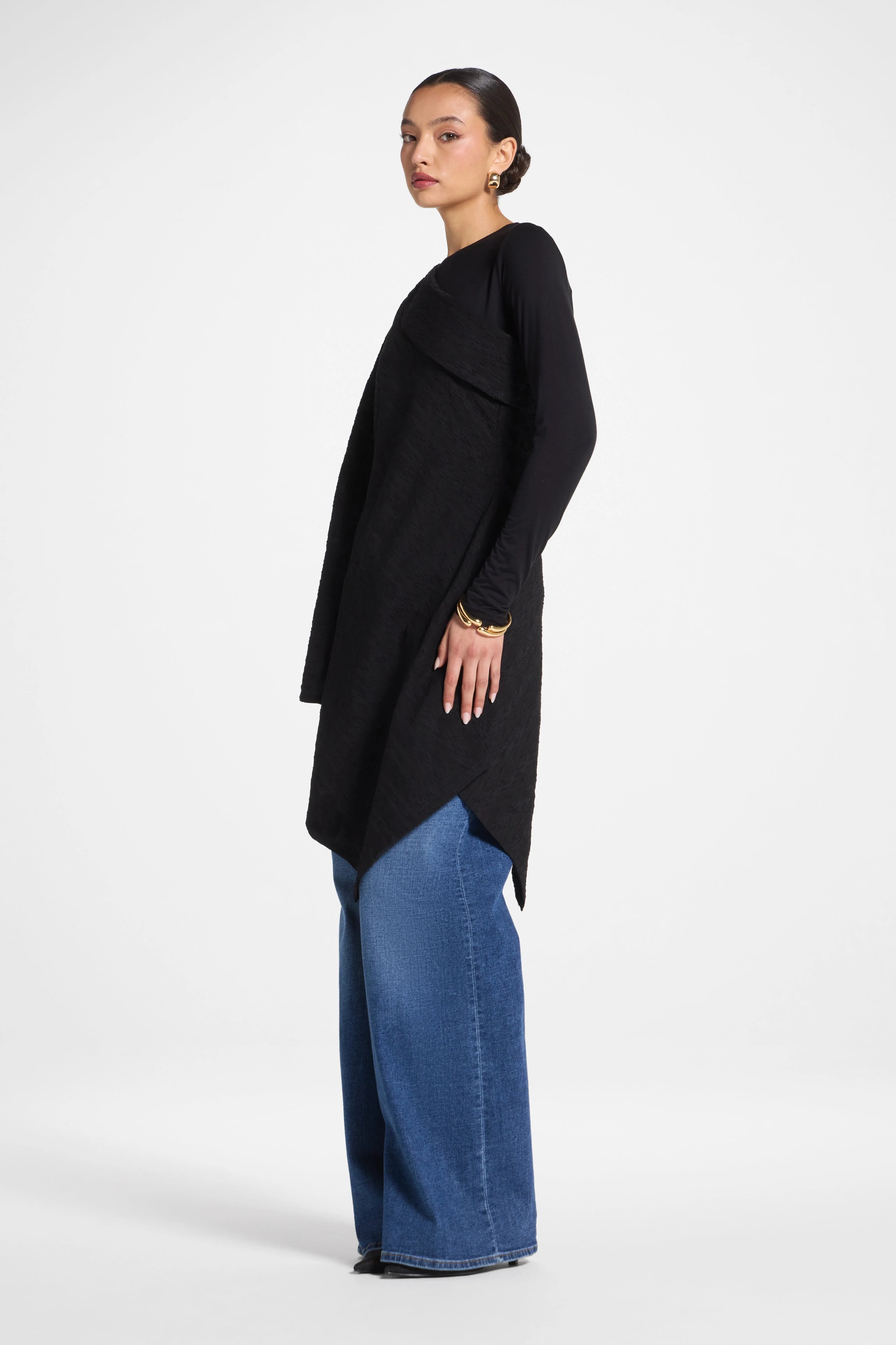 Textured Asymmetric Overlay Top - Image 4