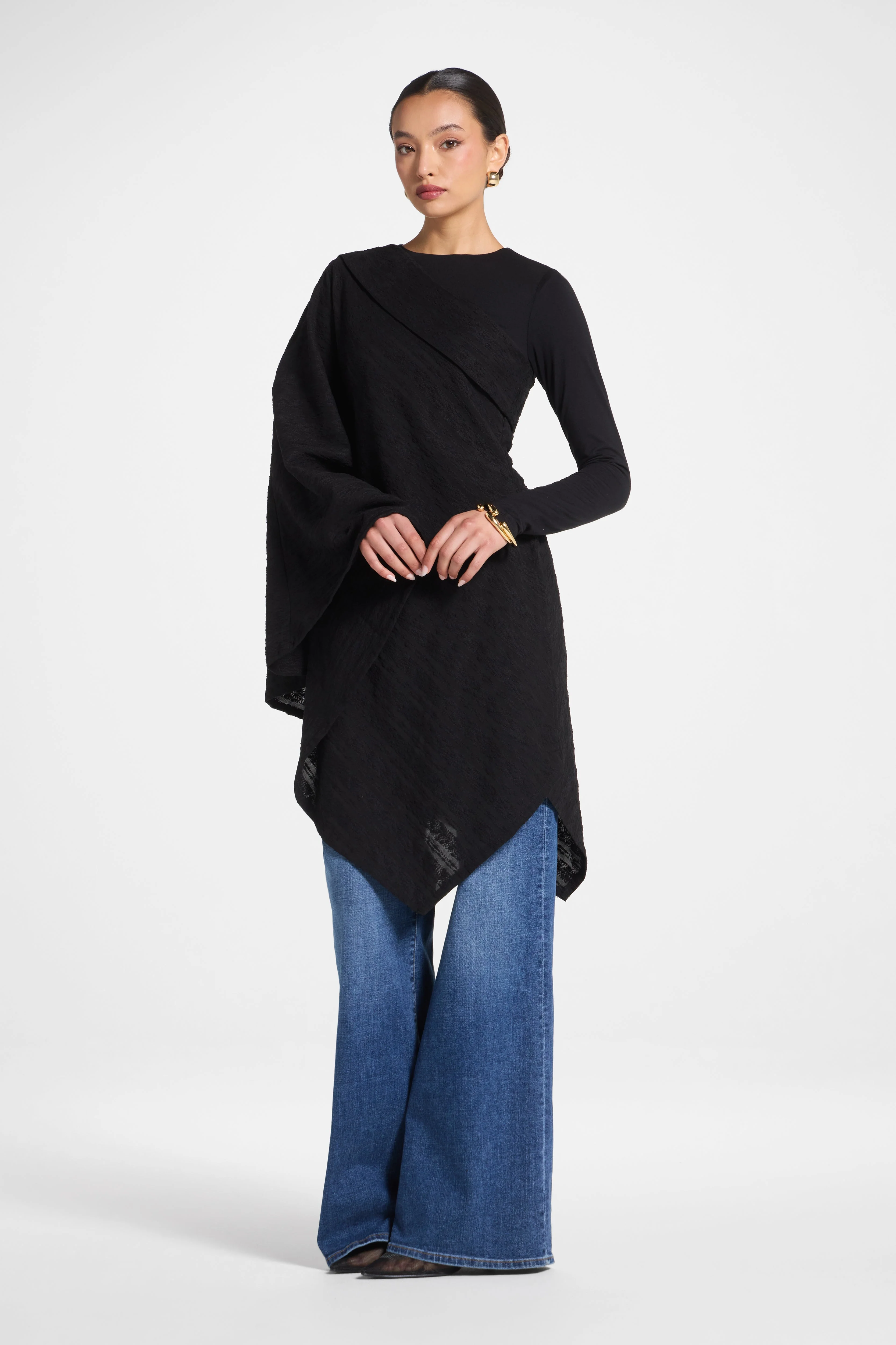 Textured Asymmetric Overlay Top - Image 6