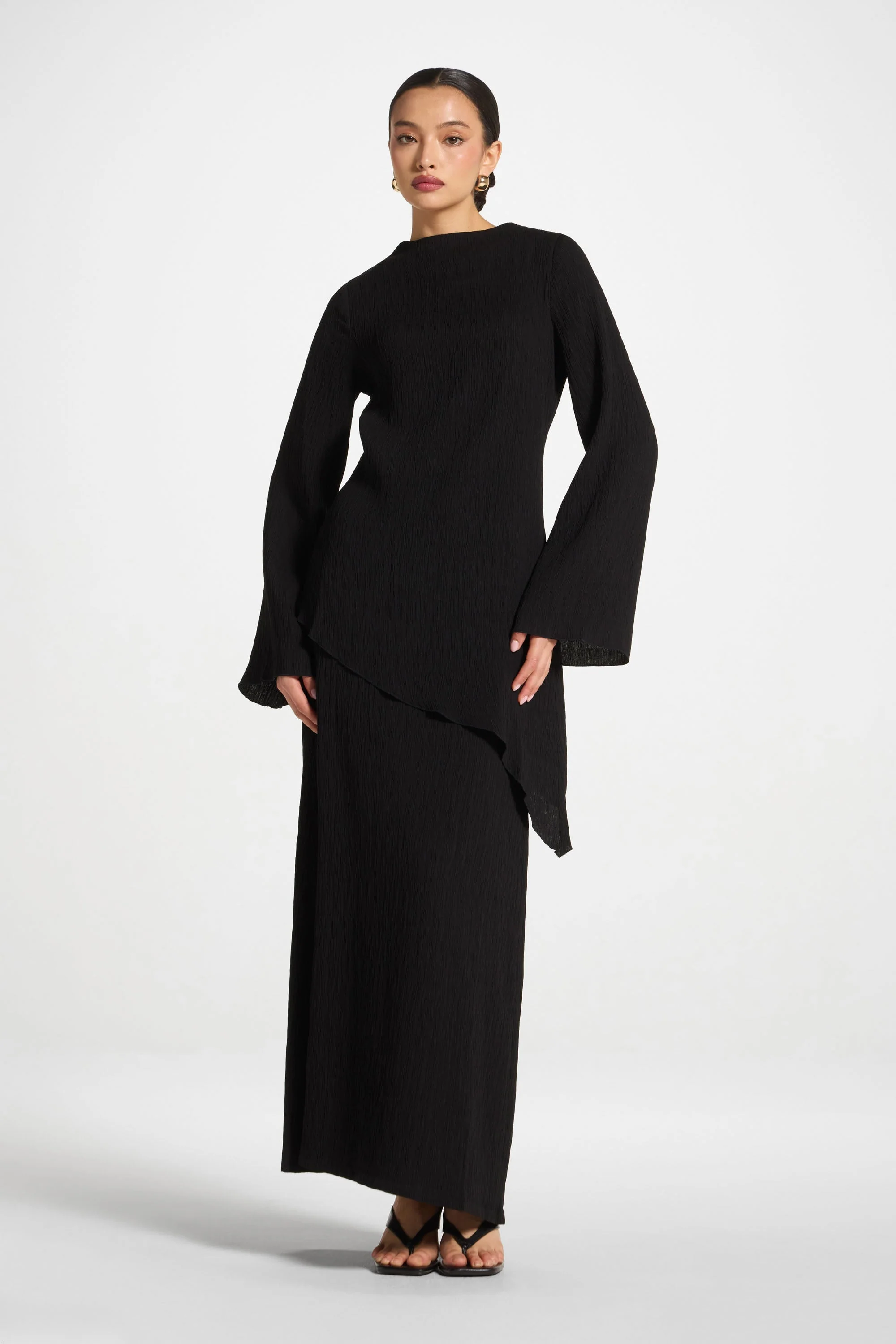 Textured Maxi Skirt - Black - Image 2