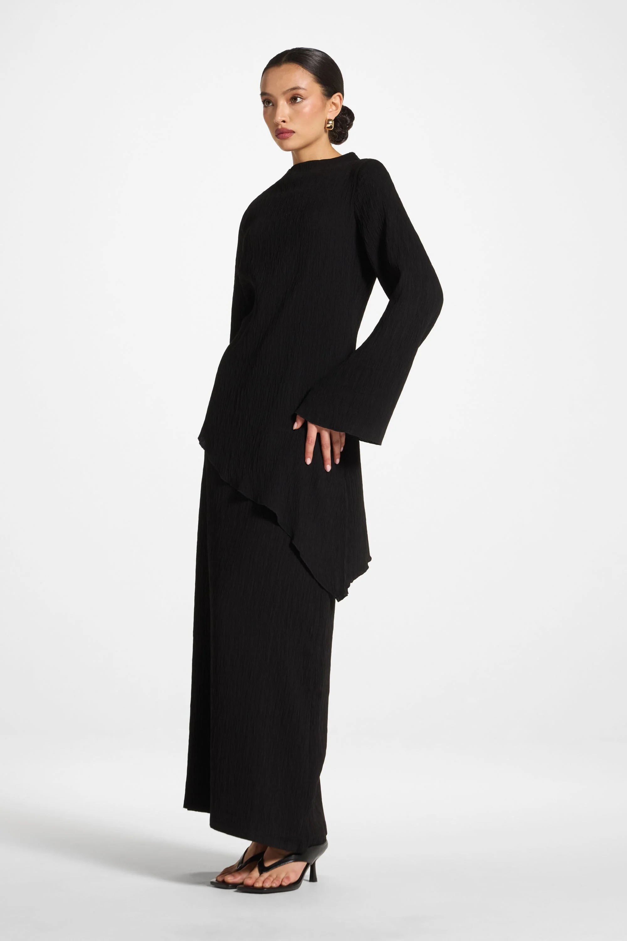 Textured Maxi Skirt - Black - Image 4