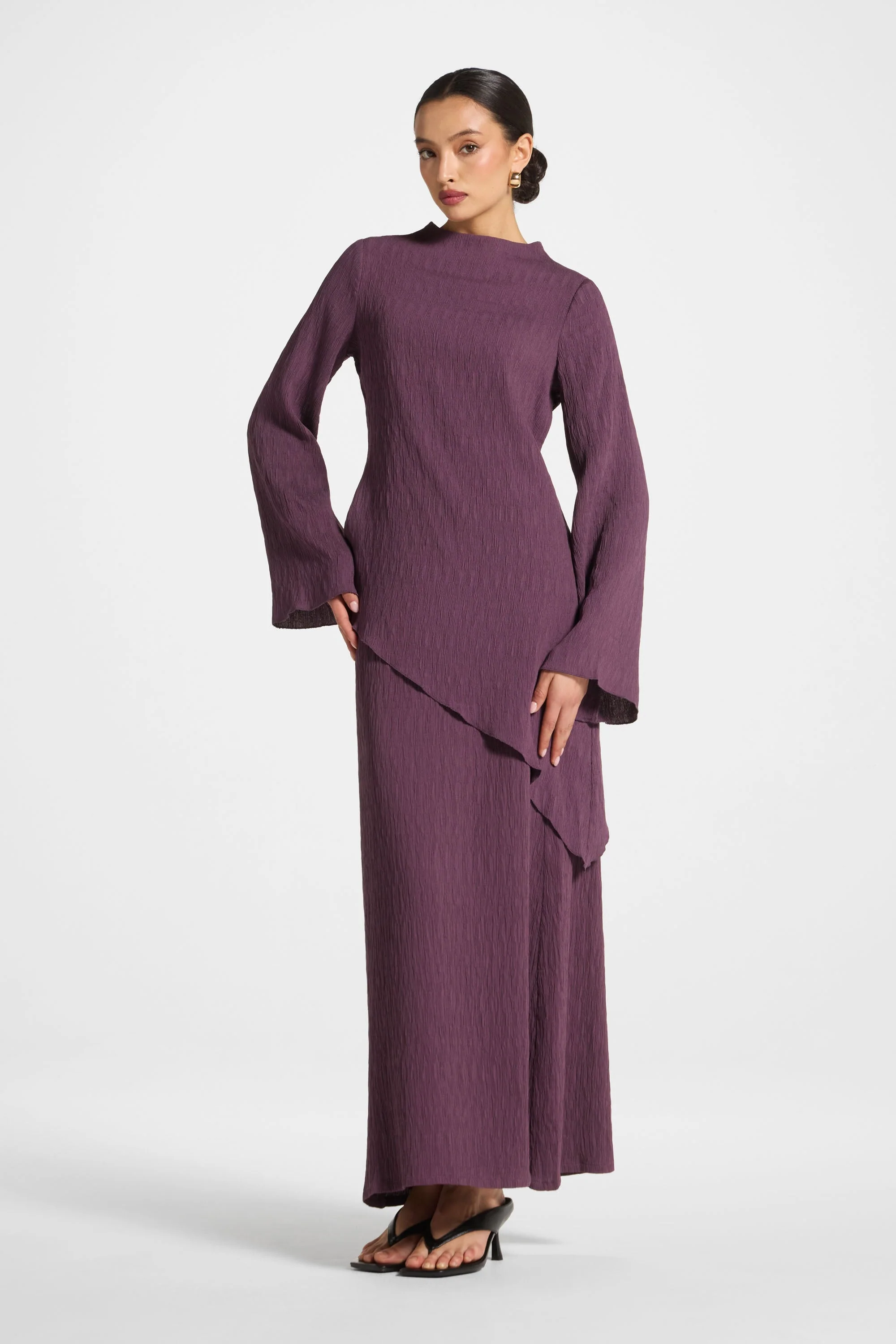 Textured Maxi Skirt - Plum - Image 3