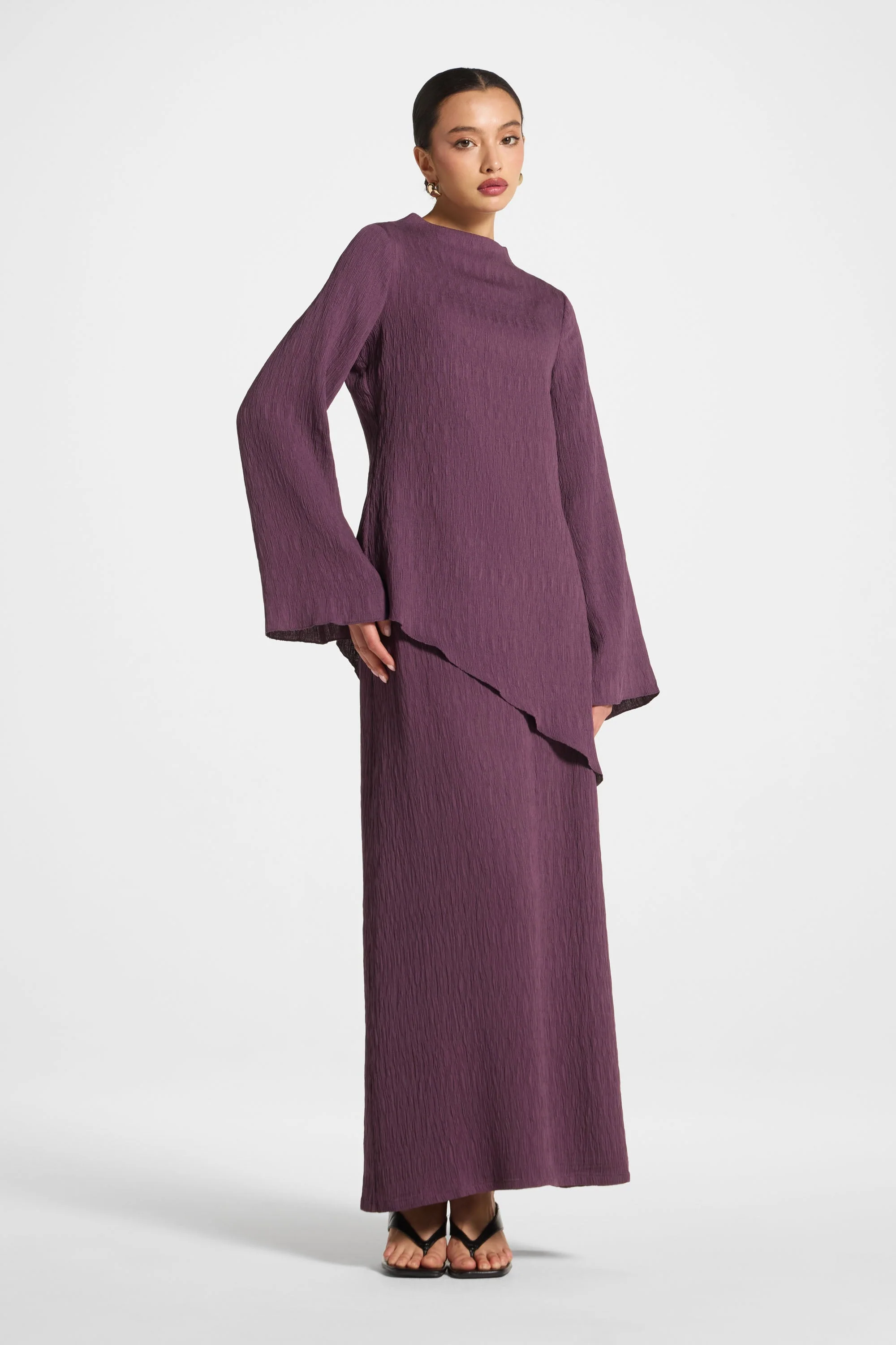 Textured Maxi Skirt - Plum - Image 5