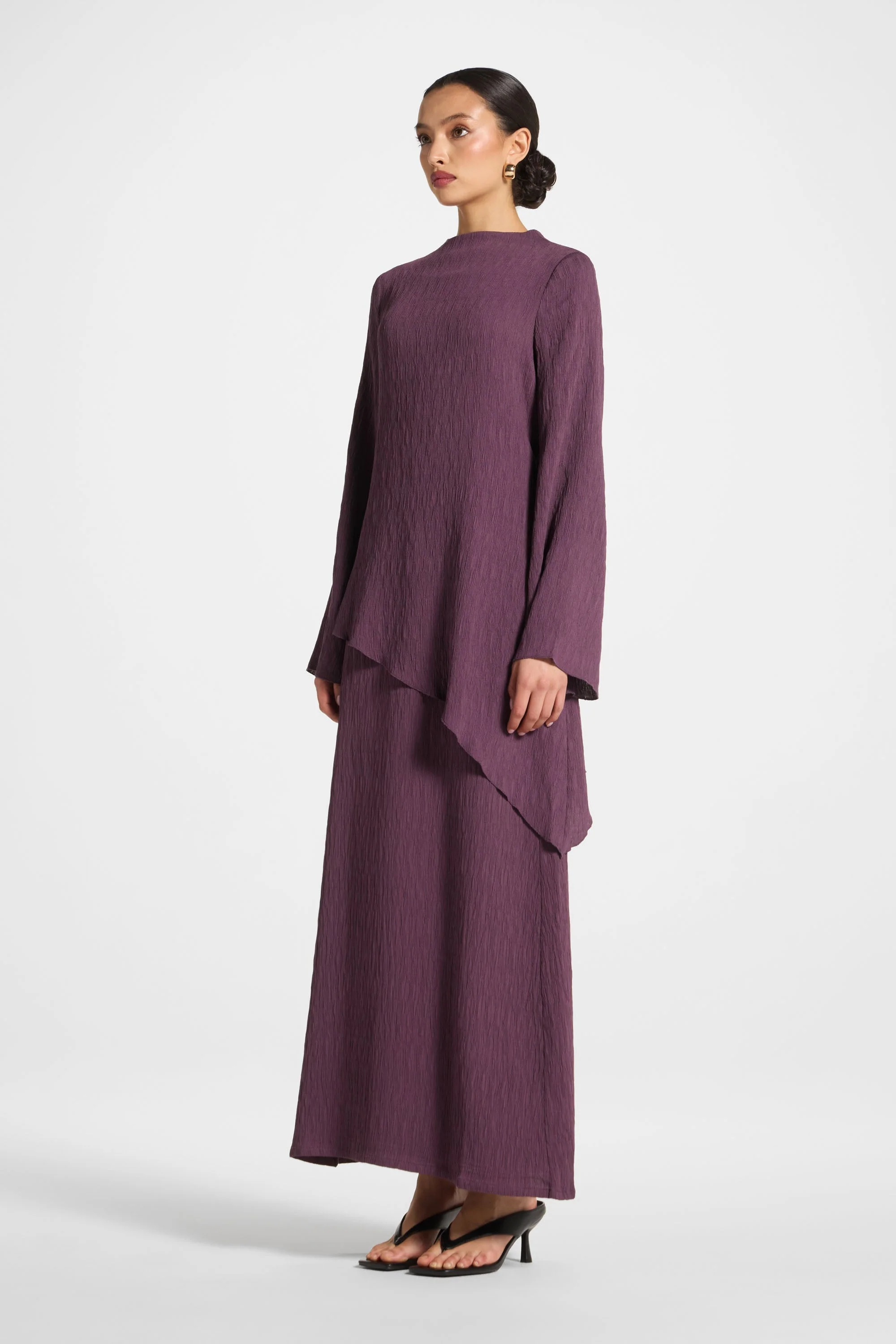 Textured Maxi Skirt - Plum - Image 6
