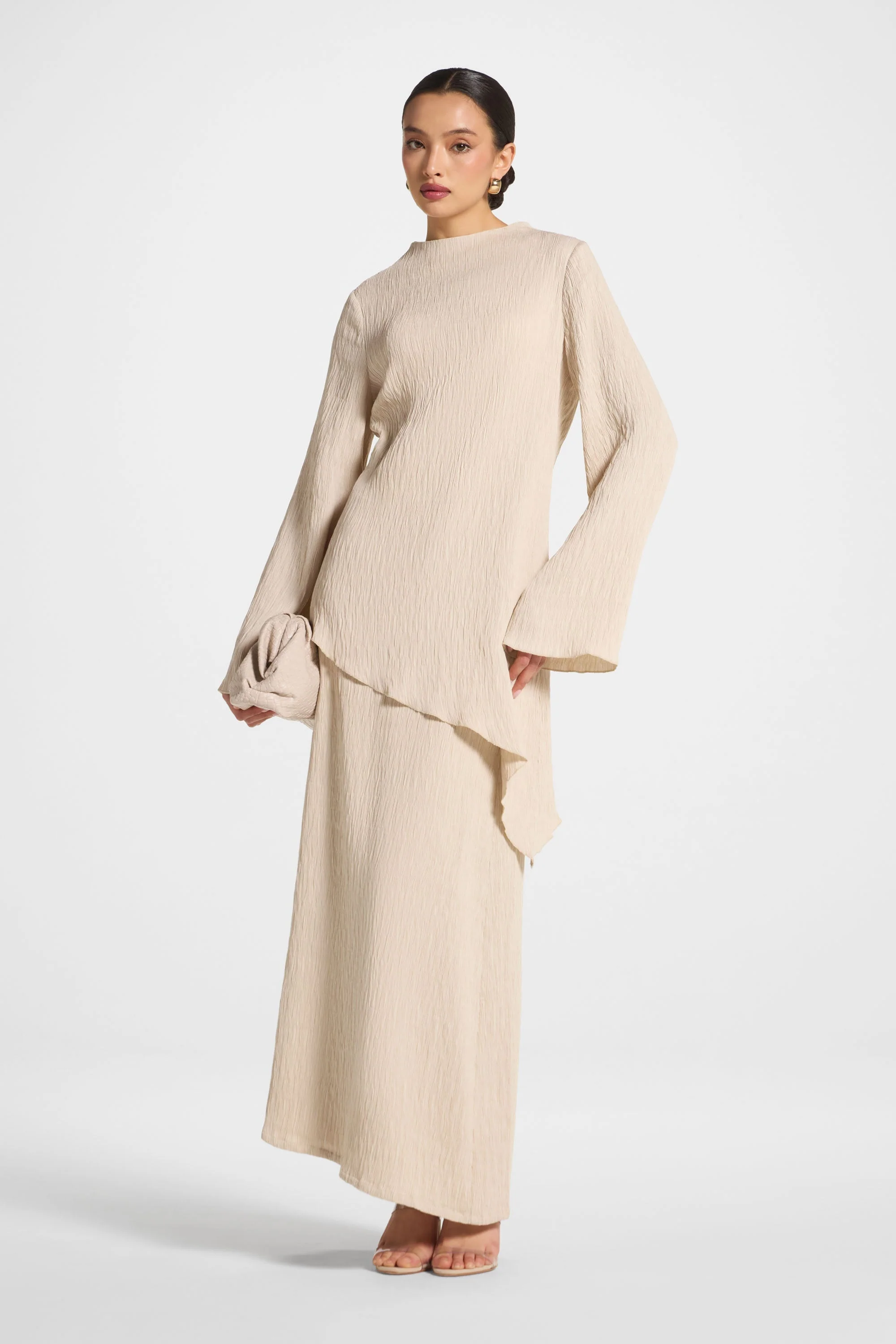 Textured Maxi Skirt - Stone - Image 3