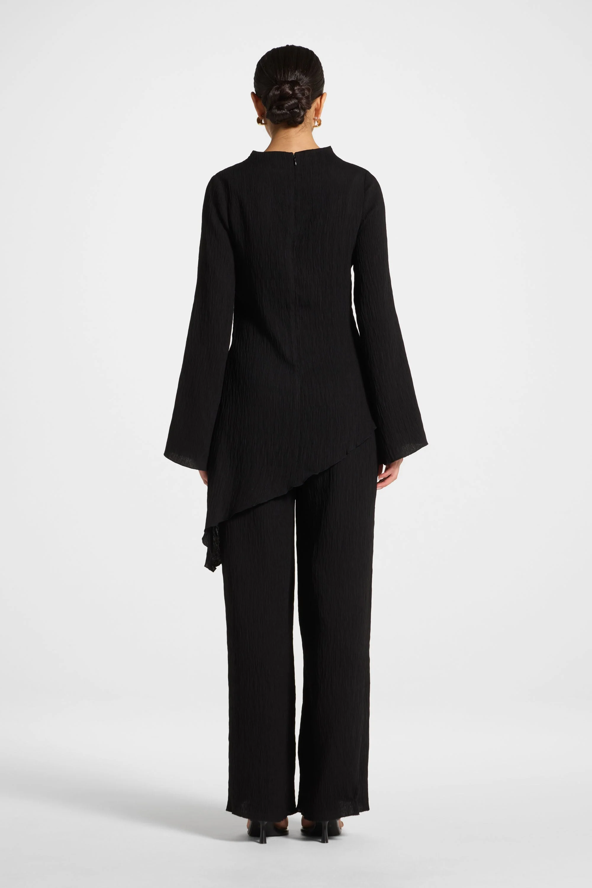 Asymmetric Textured Top - Black - Image 5