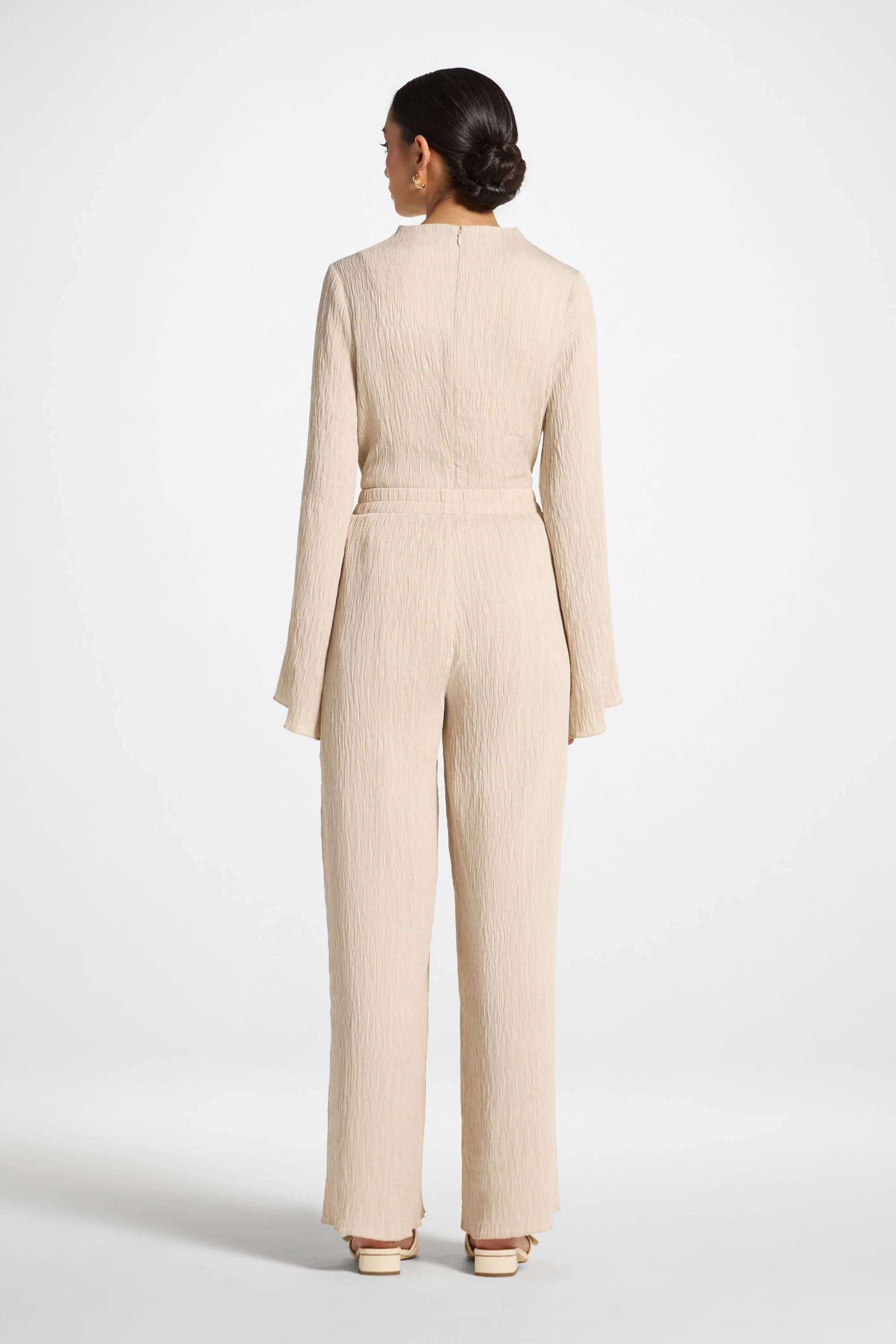Textured Wide Leg Pants - Stone - Image 8