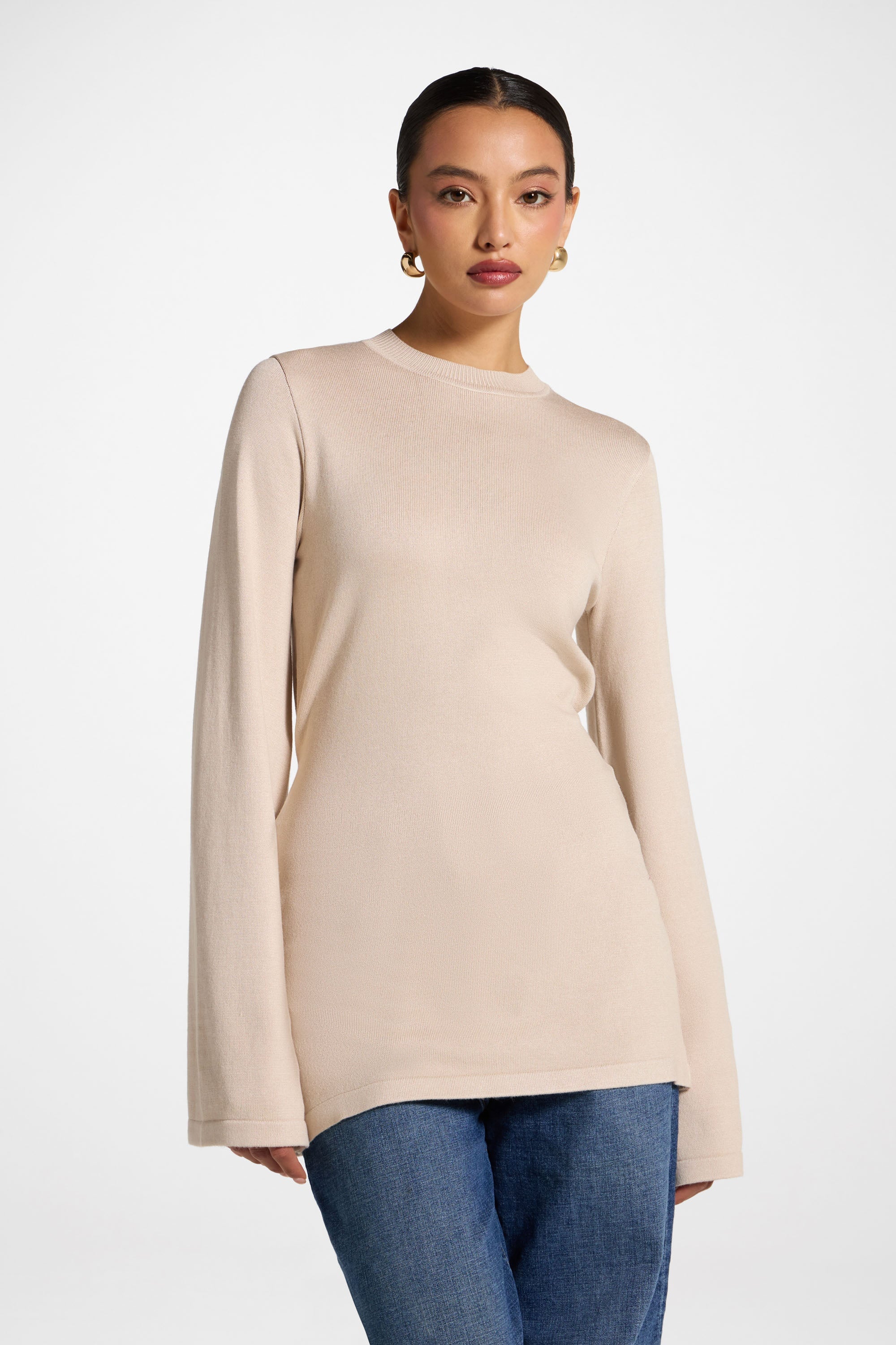 Tie Back Knit Top - Almond - Image 3