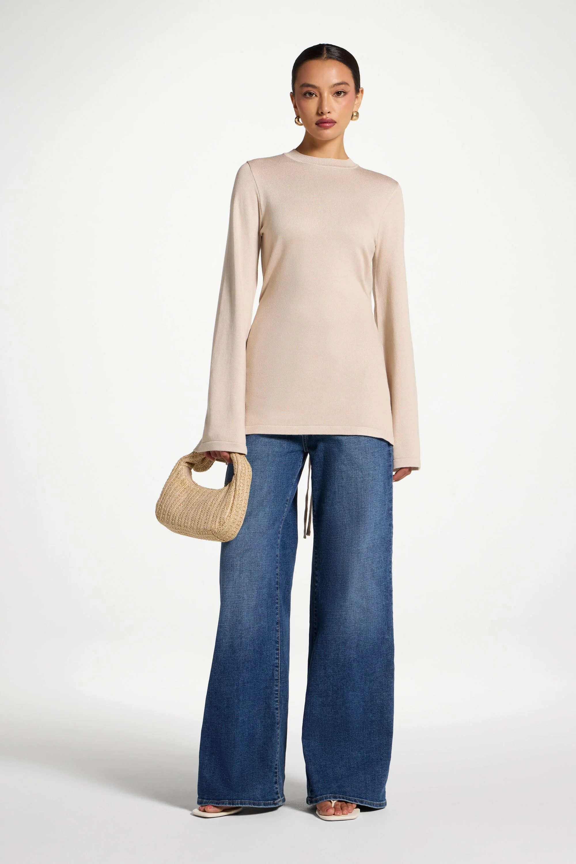 Tie Back Knit Top - Almond - Image 4