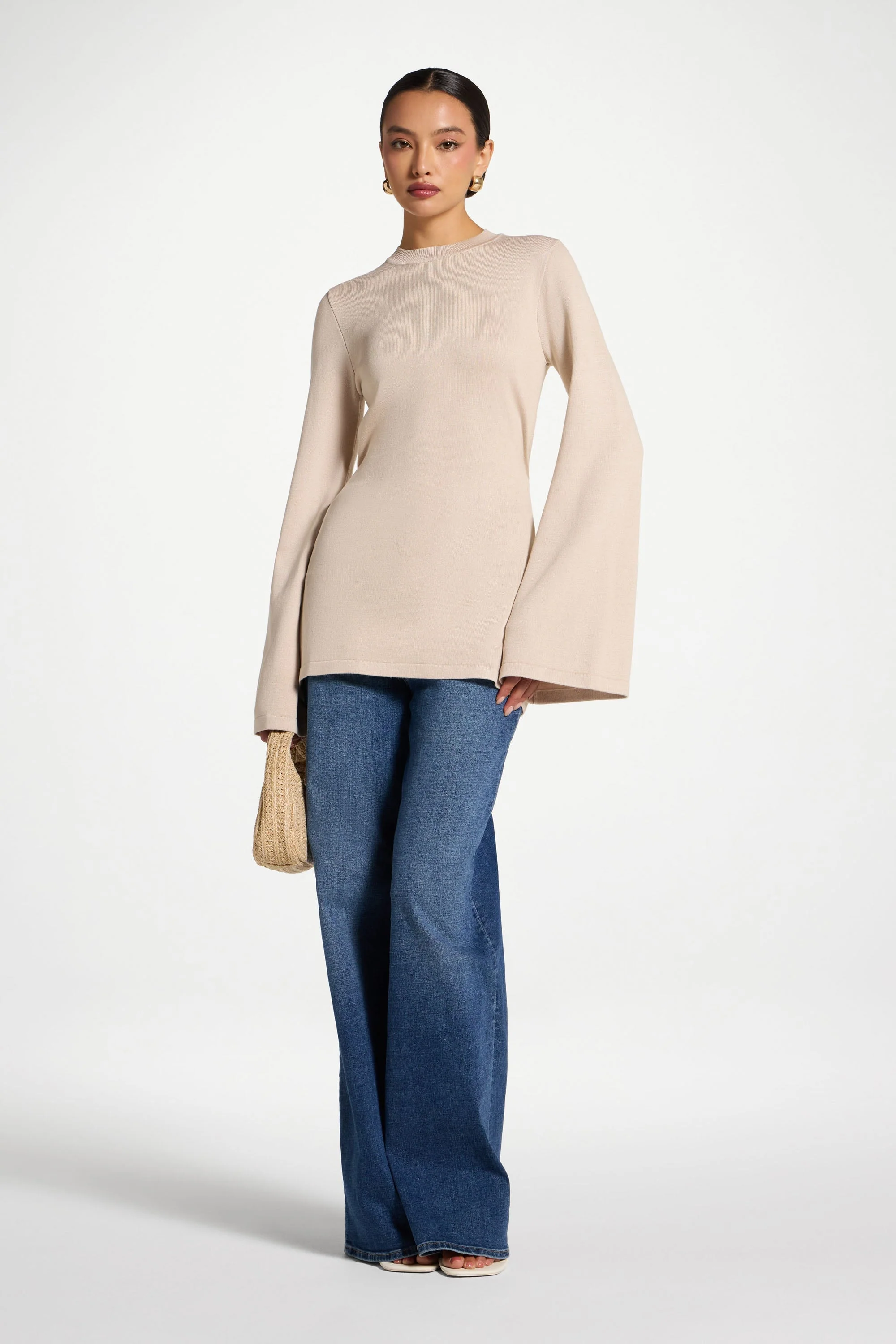 Tie Back Knit Top - Almond - Image 5