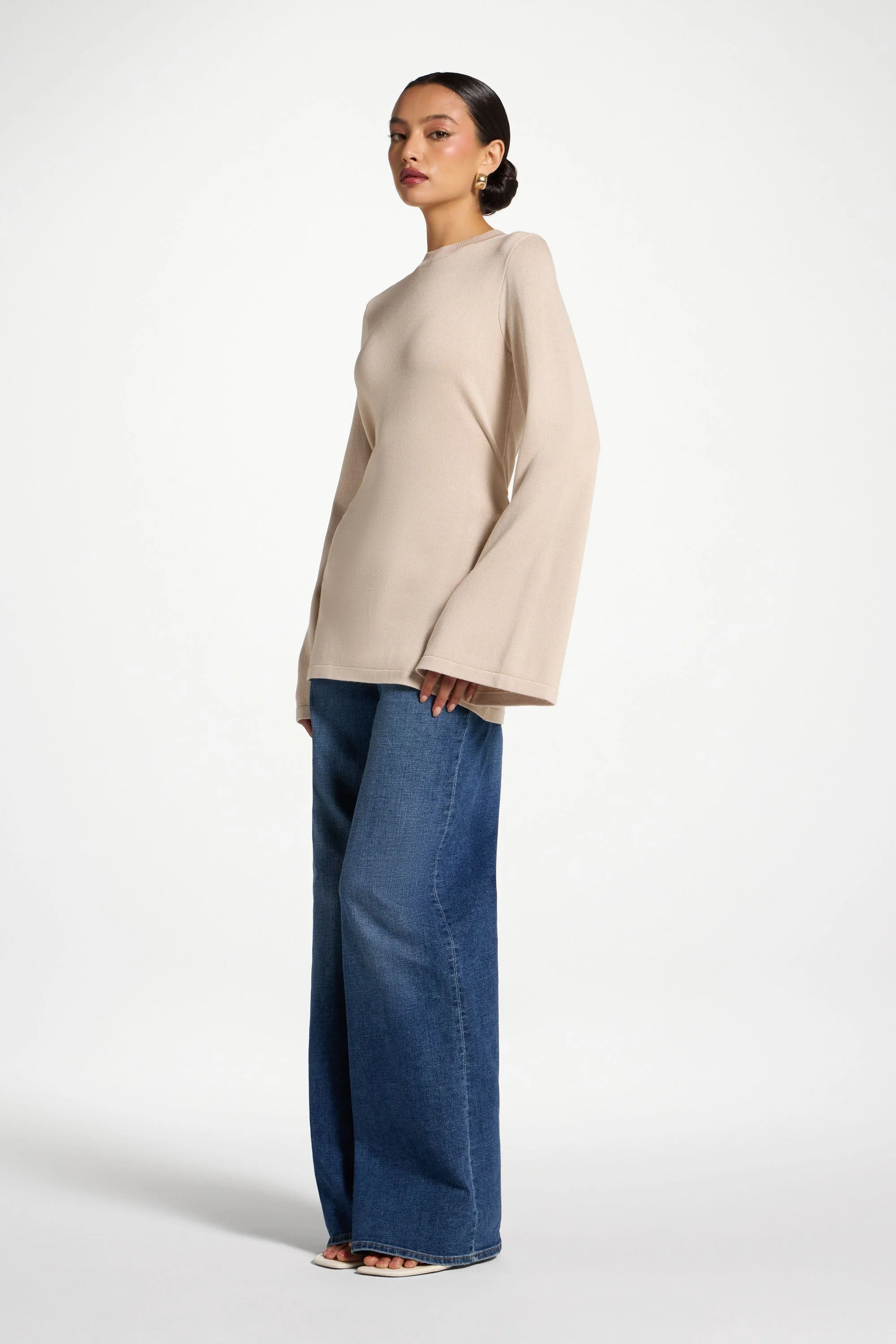 Tie Back Knit Top - Almond - Image 6