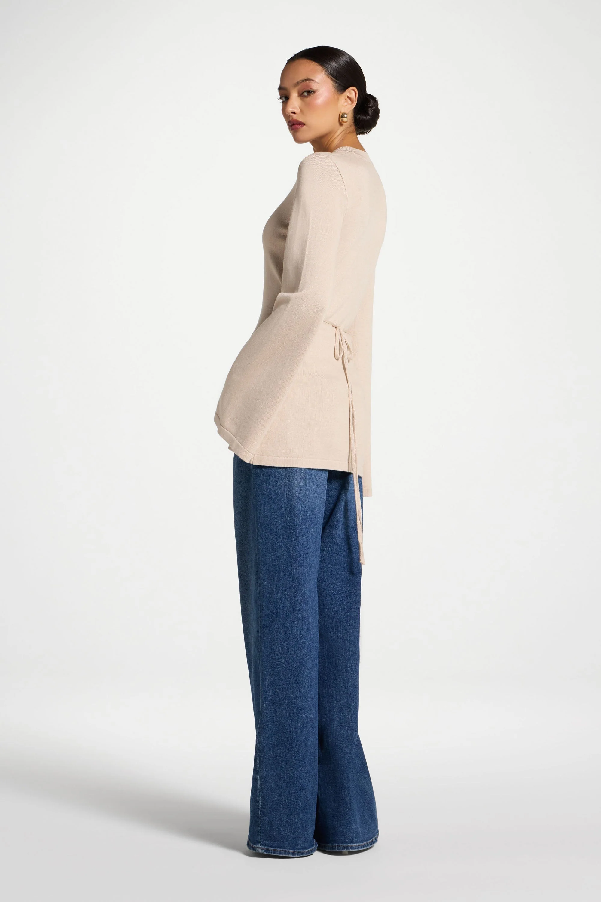 Tie Back Knit Top - Almond - Image 7