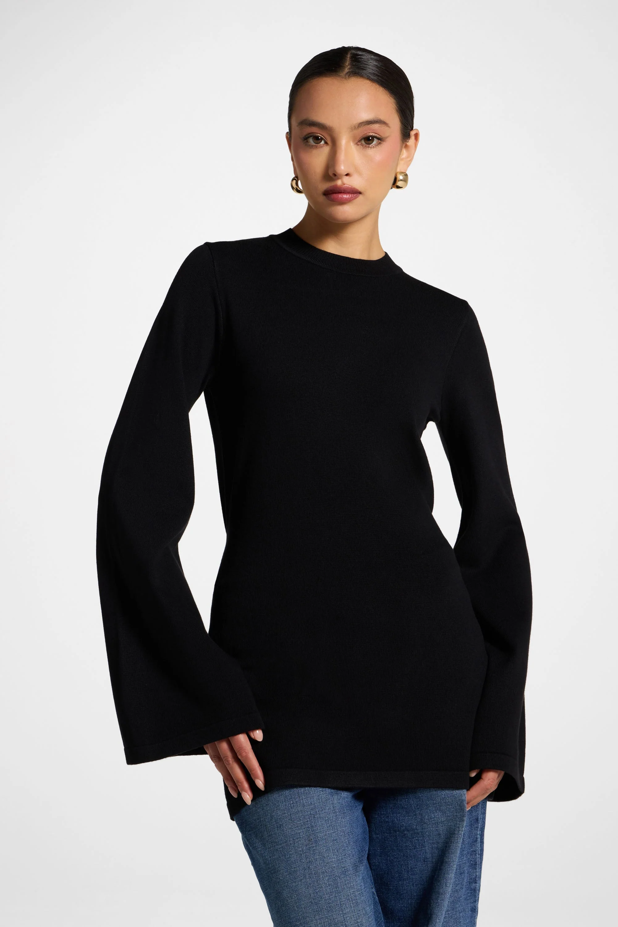 Tie Back Knit Top - Black - Image 3