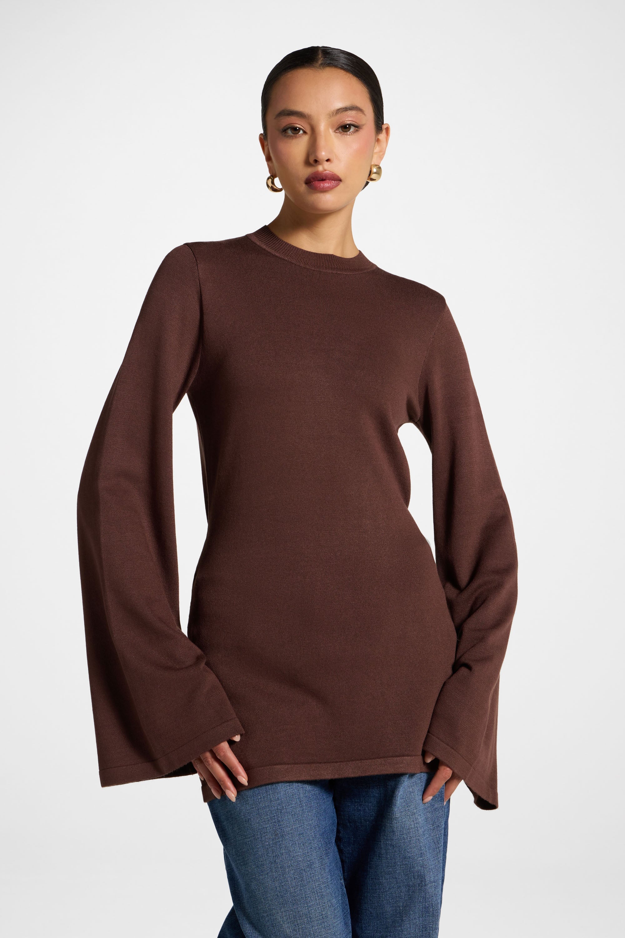 Tie Back Knit Top - Qahwah - Image 2