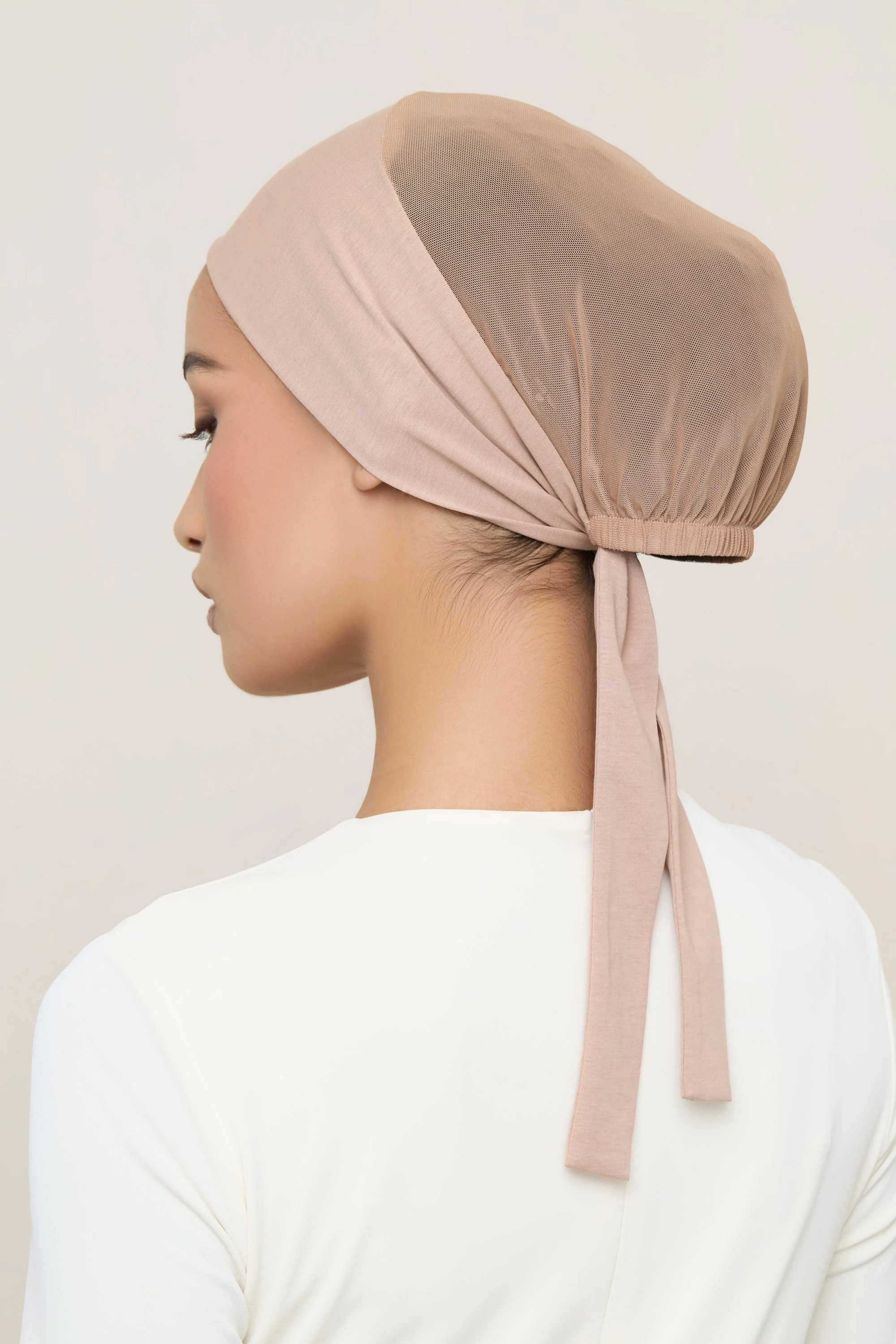 Tie Back Mesh Undercap - Warm Taupe - Image 4