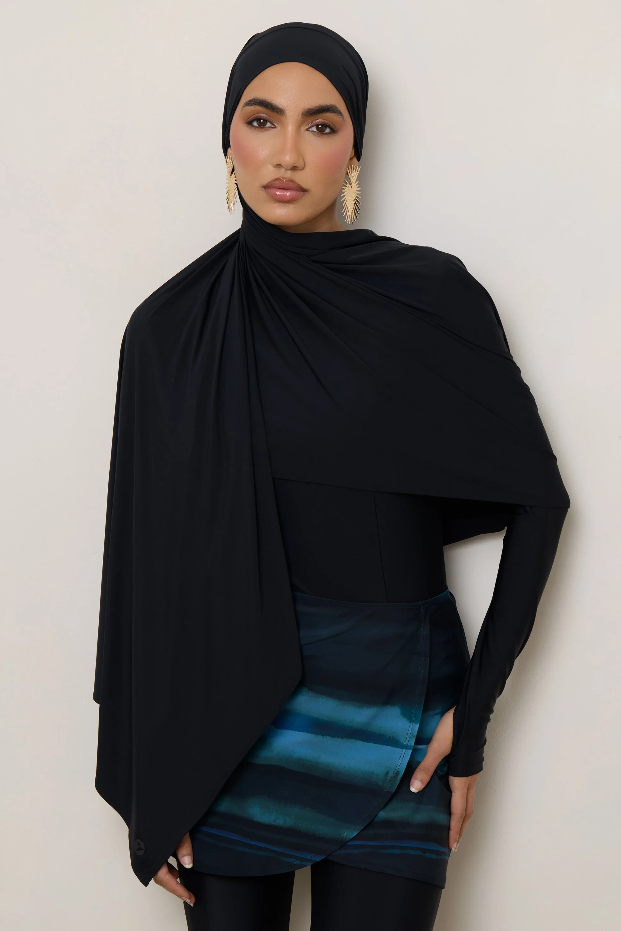 Tie Back Swim Hijab - Black - Image 10