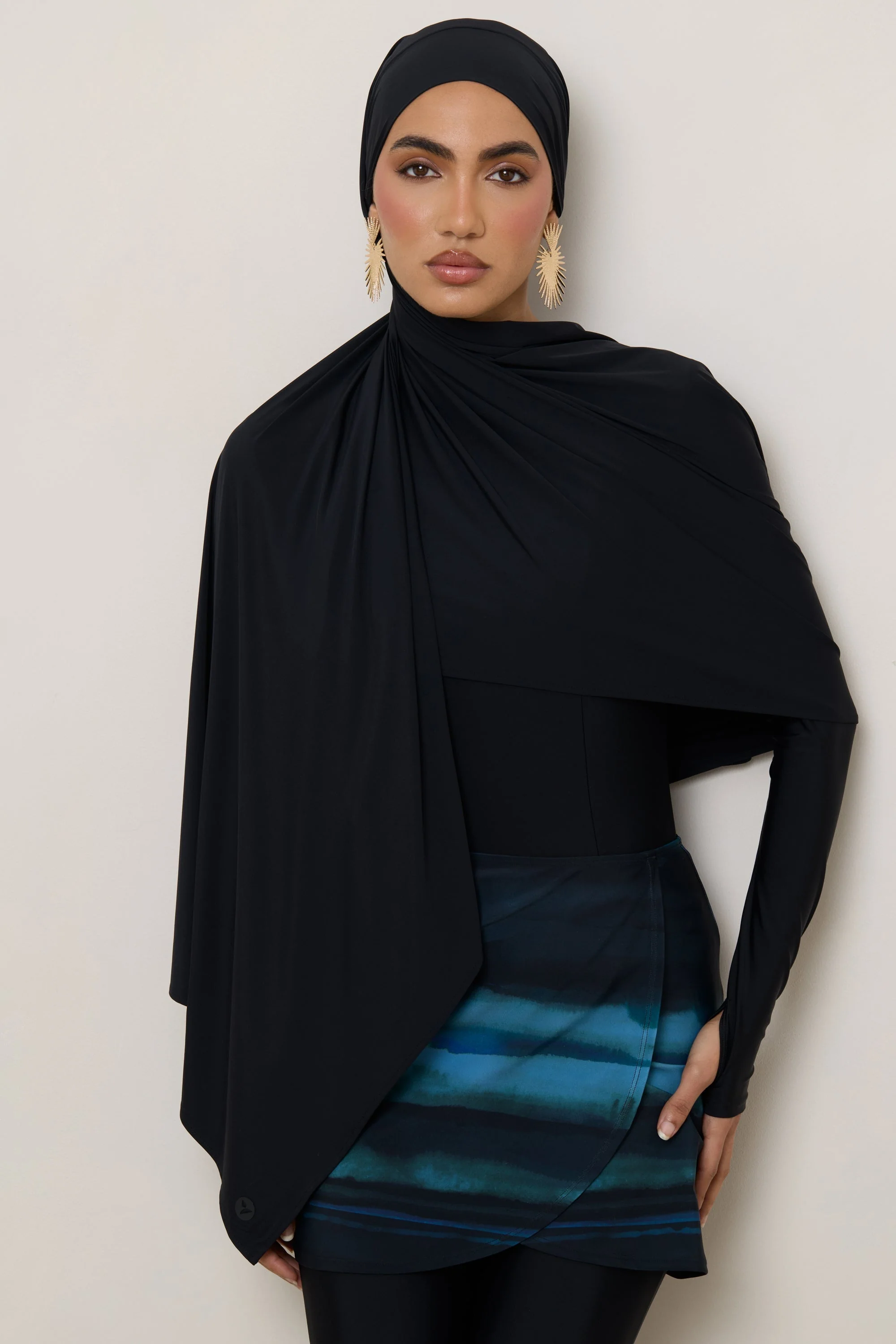 Tie Back Swim Hijab - Black - Image 11