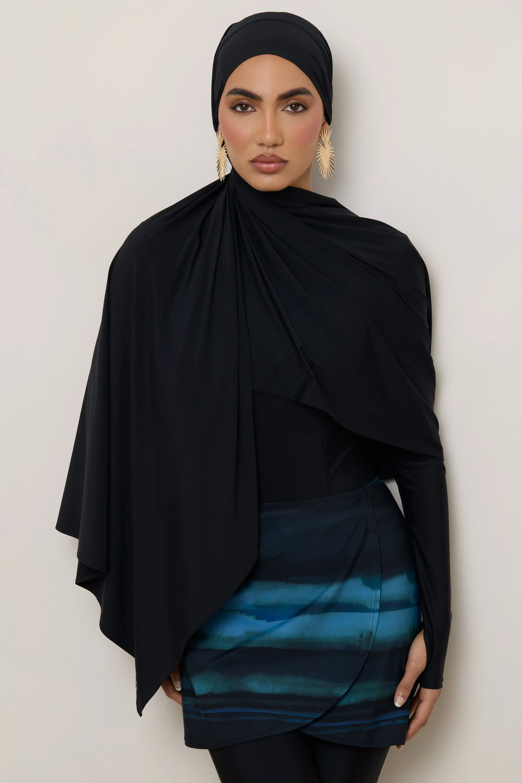 Tie Back Swim Hijab - Black - Image 12