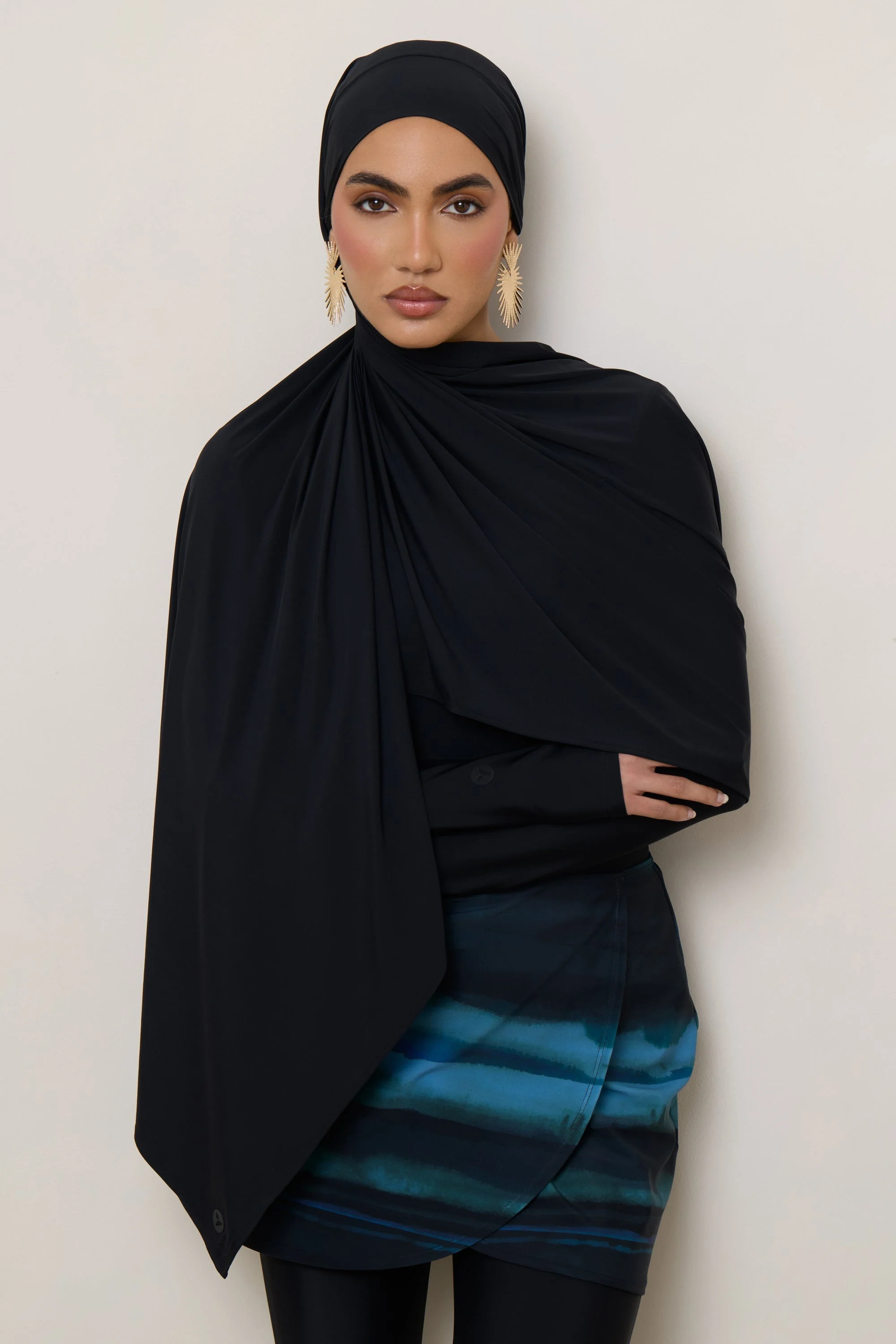 Tie Back Swim Hijab - Black - Image 14