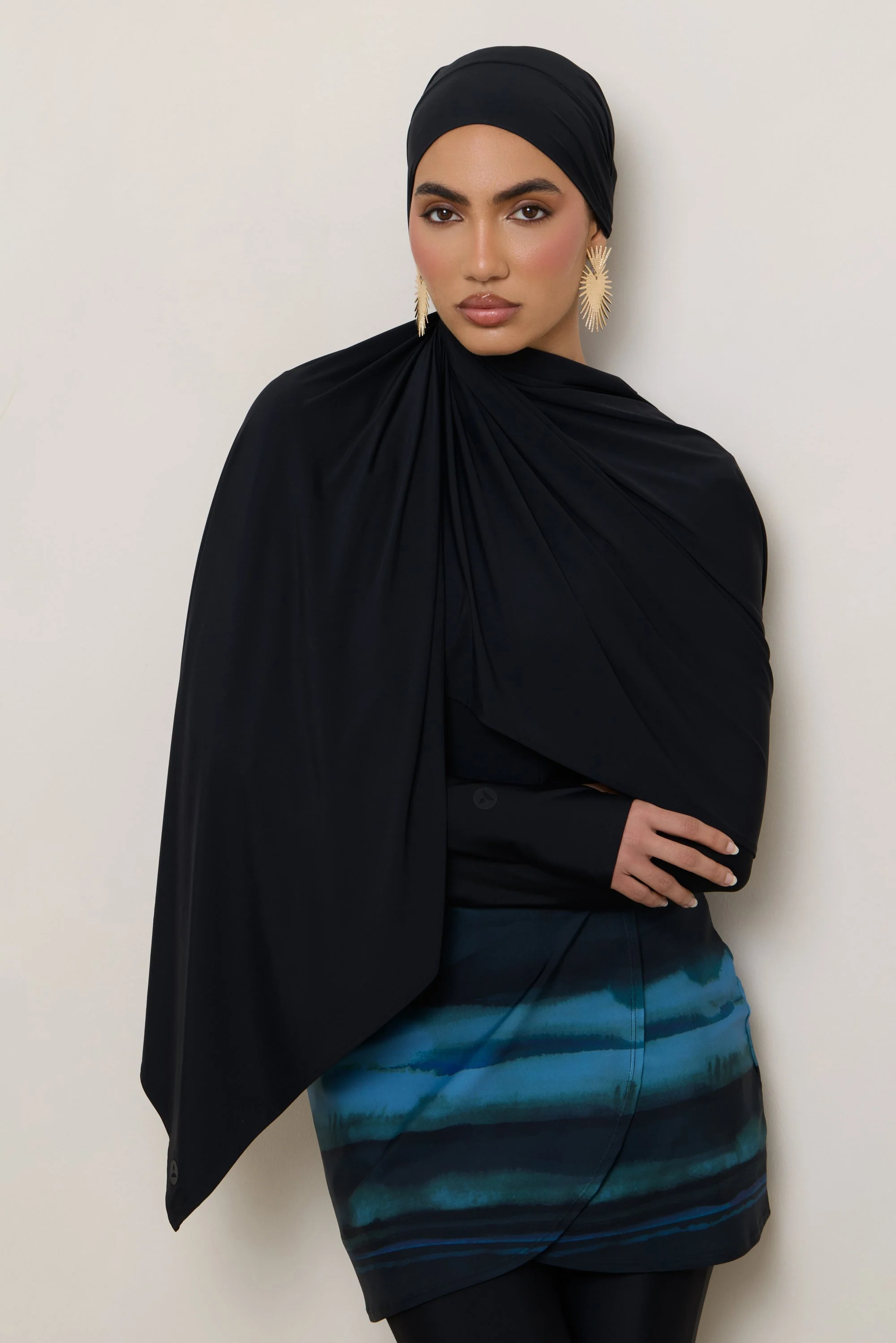 Tie Back Swim Hijab - Black - Image 15