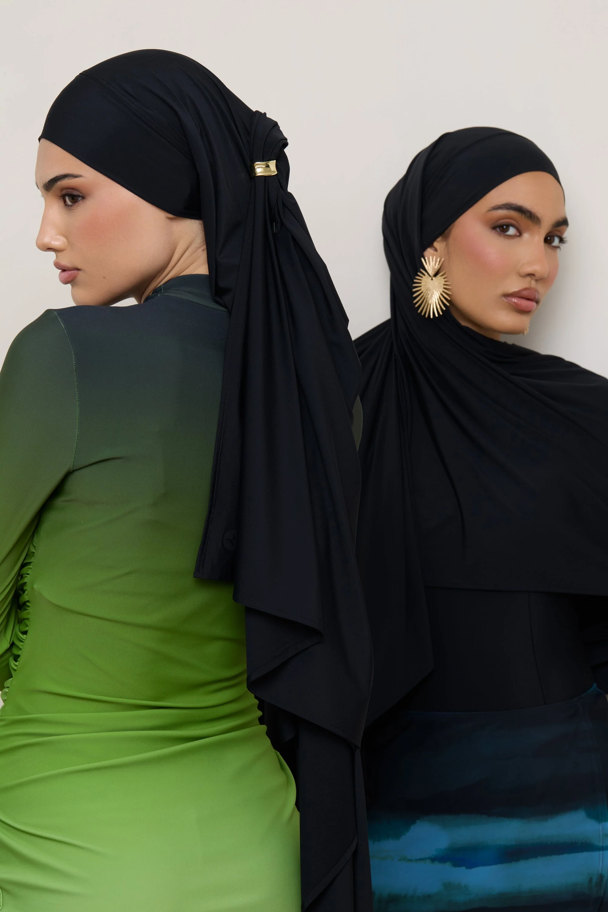 Tie Back Swim Hijab - Black - Image 16