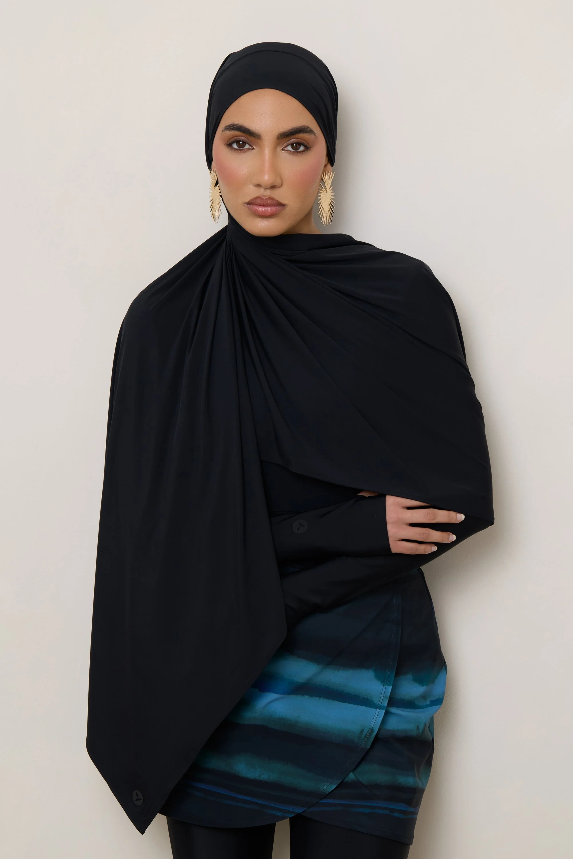 Tie Back Swim Hijab - Black - Image 9