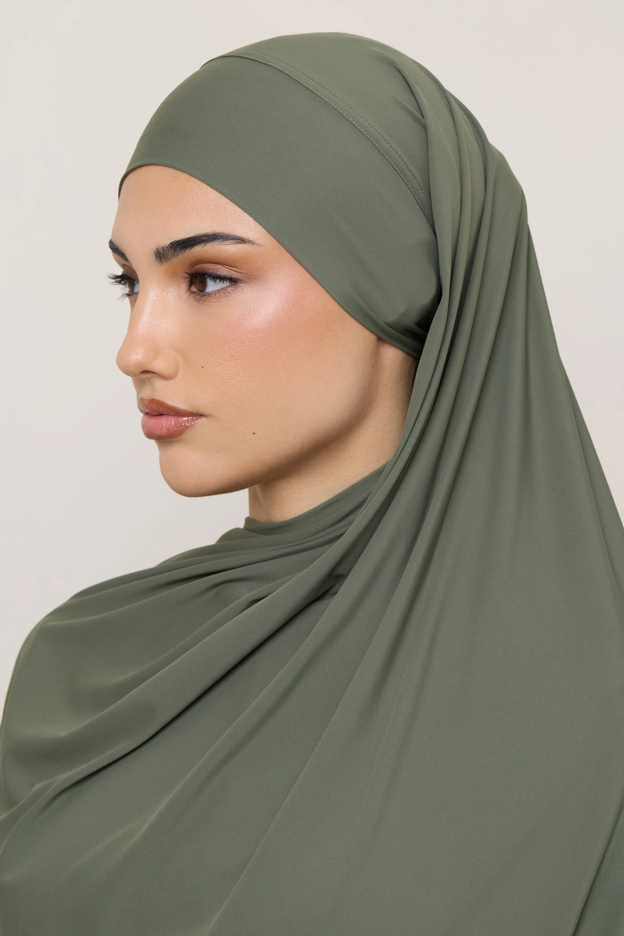 Tie Back Swim Hijab - Dusty Olive - Image 3