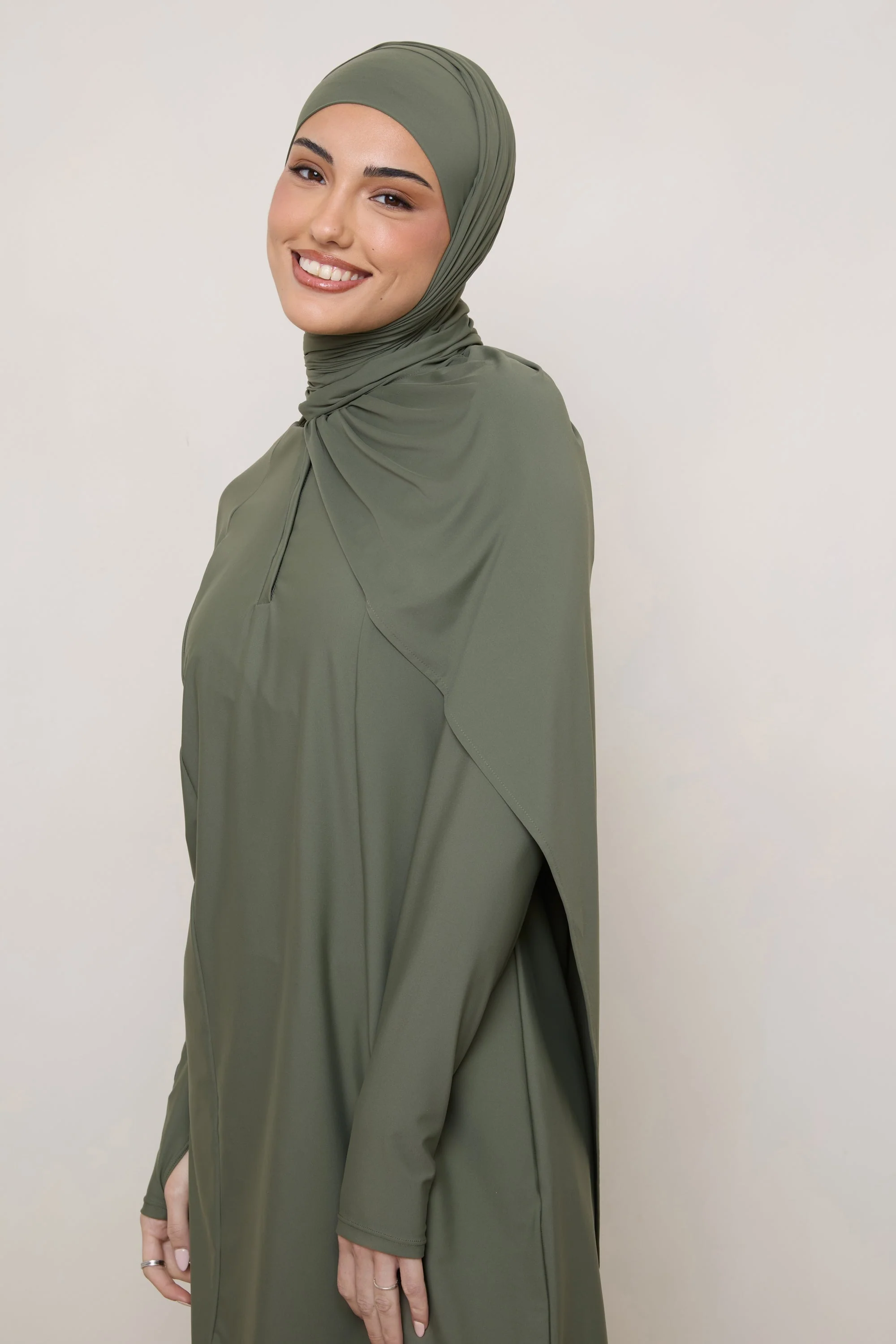 Tie Back Swim Hijab - Dusty Olive - Image 8