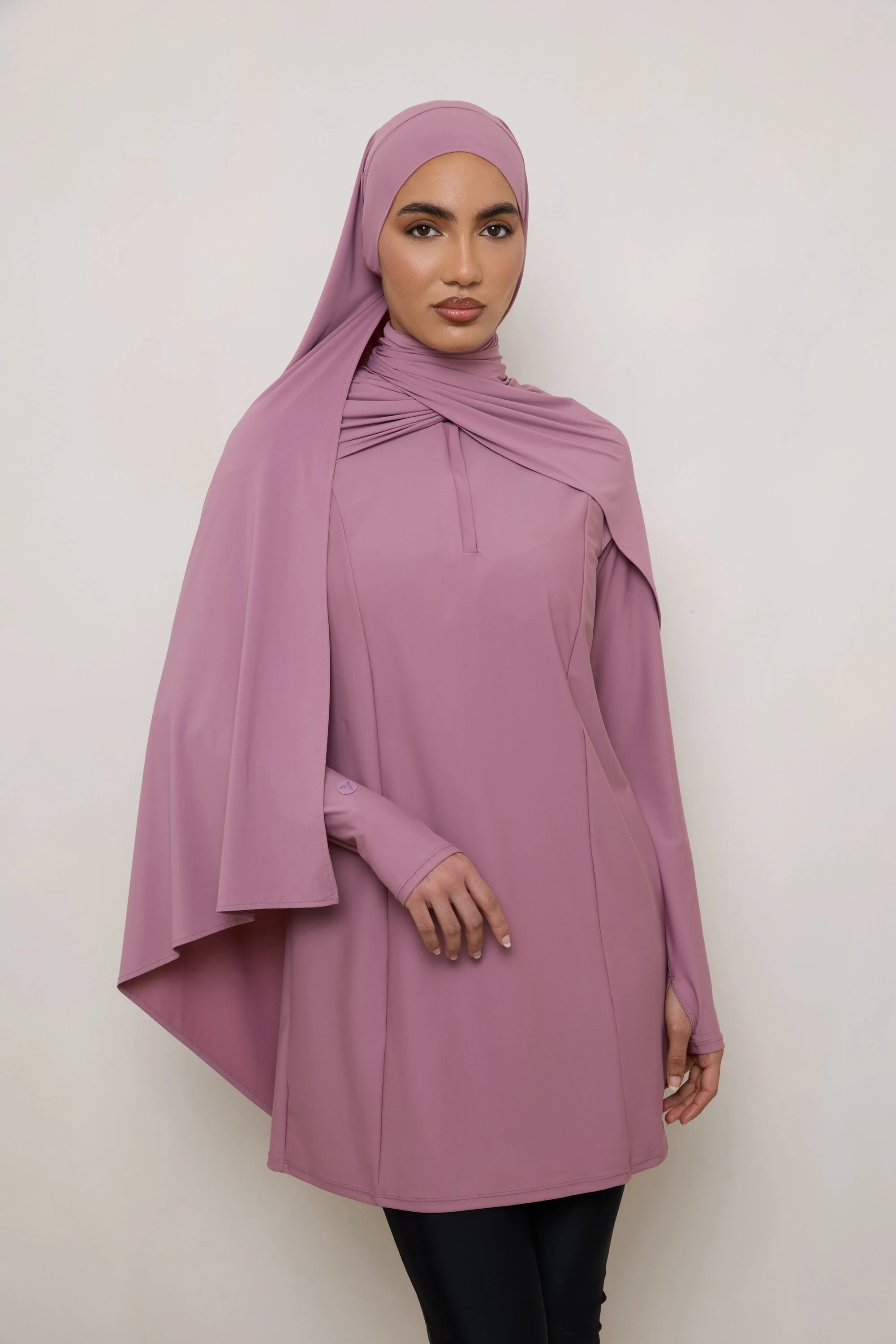 Tie Back Swim Hijab - Wistful Mauve - Image 2