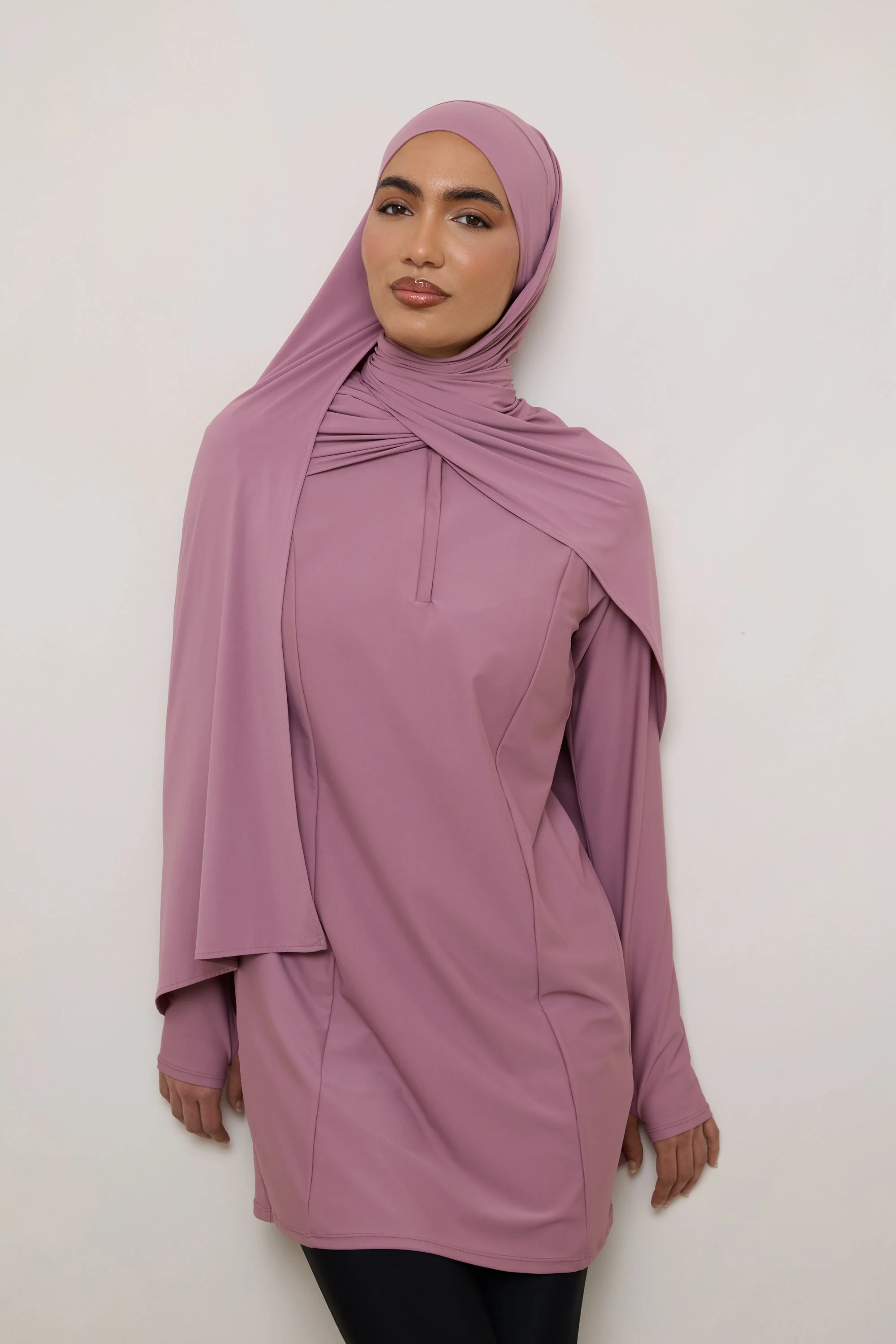 Tie Back Swim Hijab - Wistful Mauve - Image 6