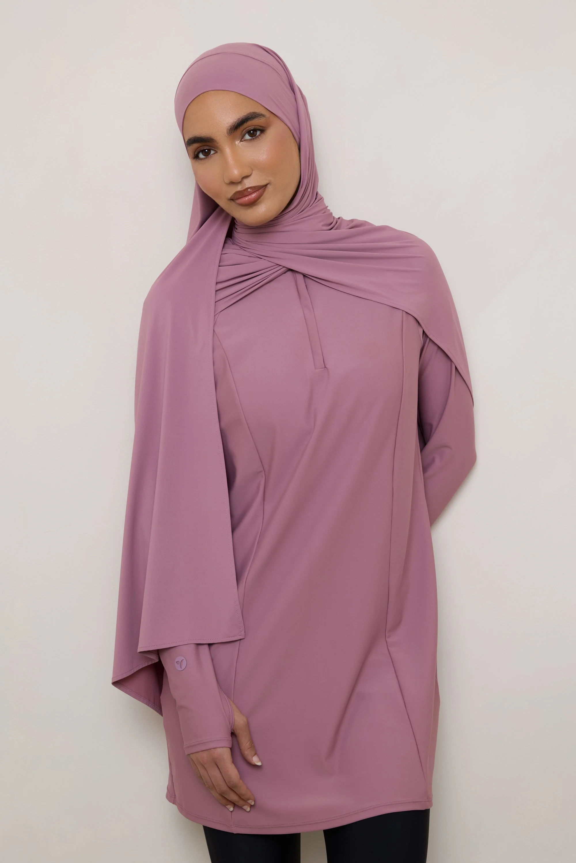 Tie Back Swim Hijab - Wistful Mauve - Image 7