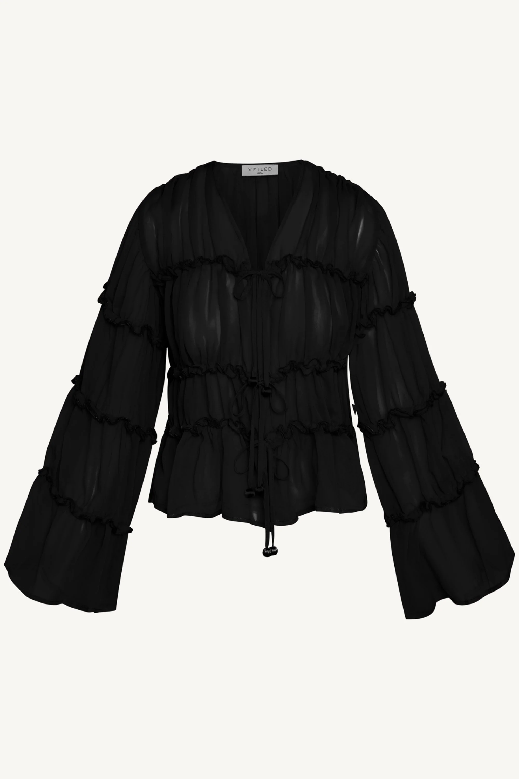 Tie Front Tiered Top - Black