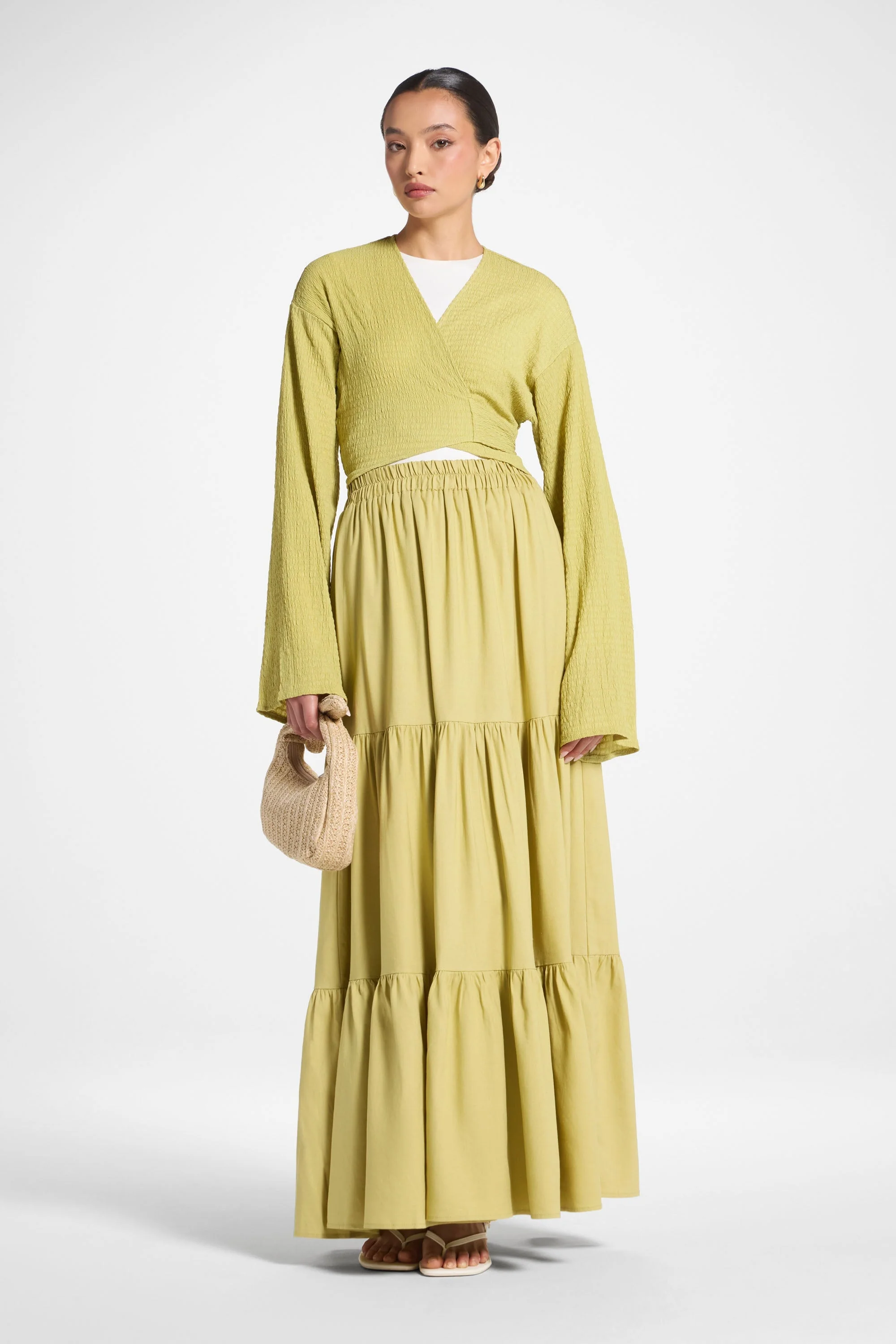 Wrap Tie Cardigan Top - Citron - Image 6