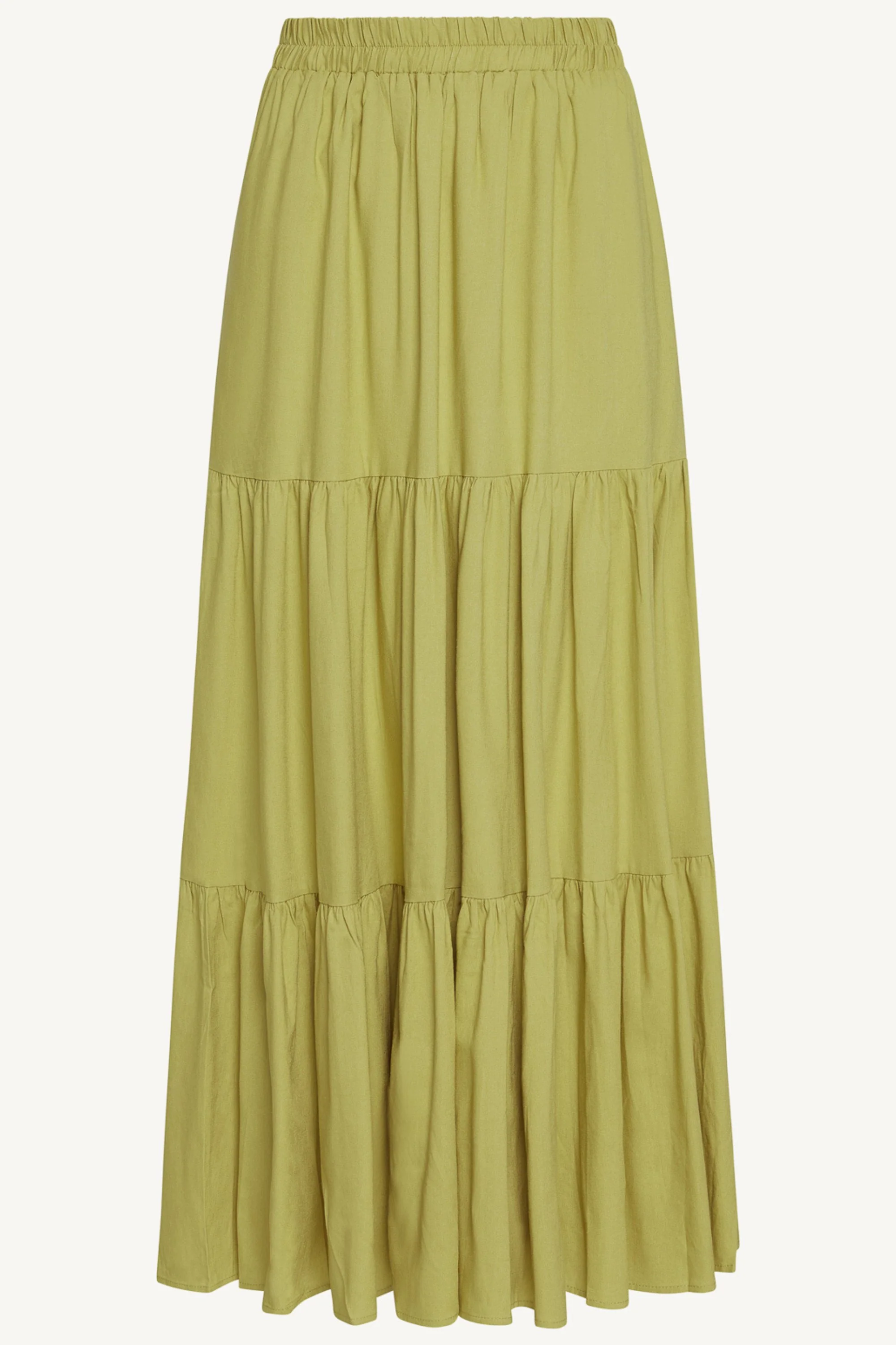 Tiered Linen Maxi Skirt - Citron - Image 9