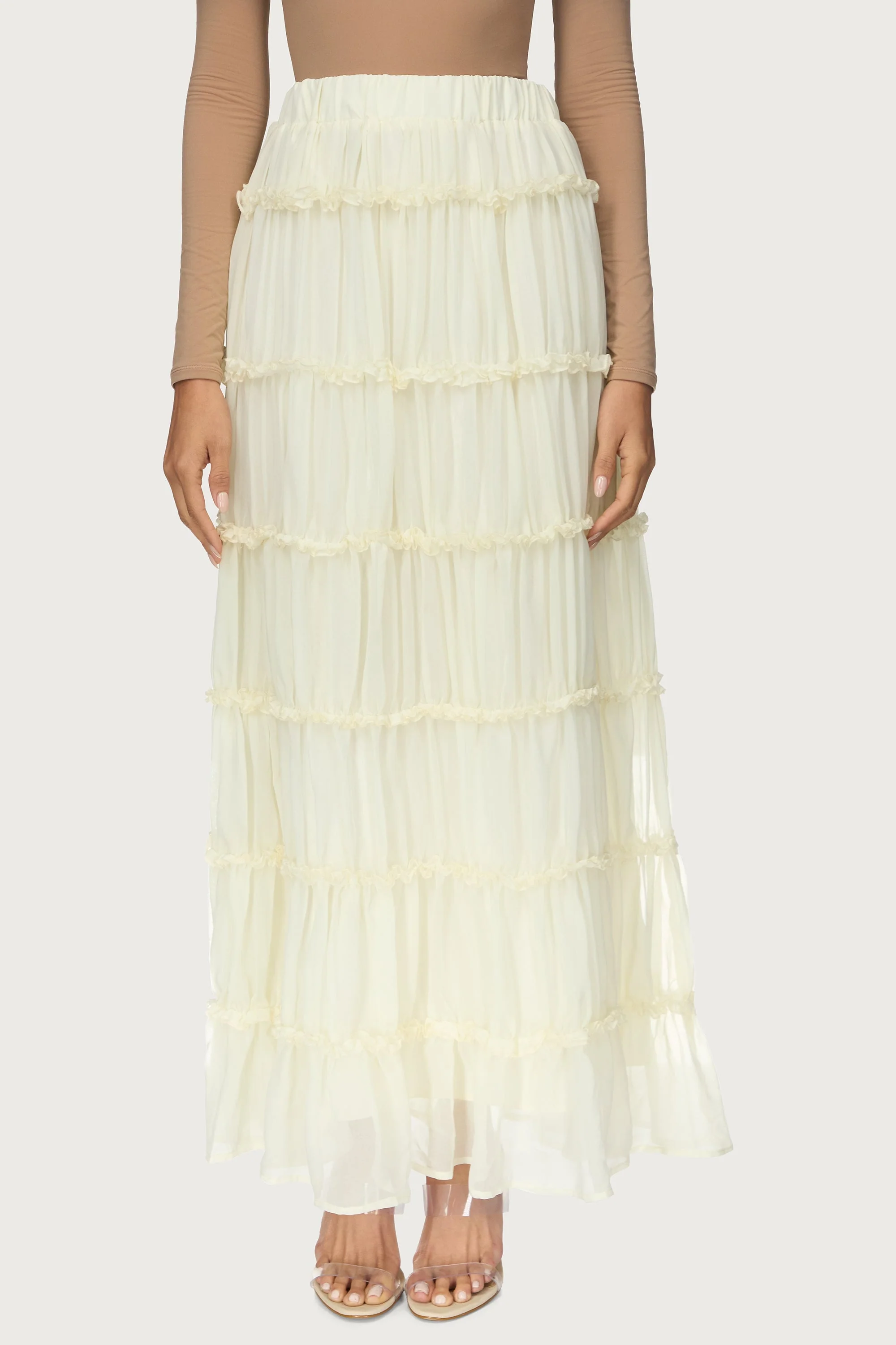 Tiered Maxi Skirt - Off White - Image 3