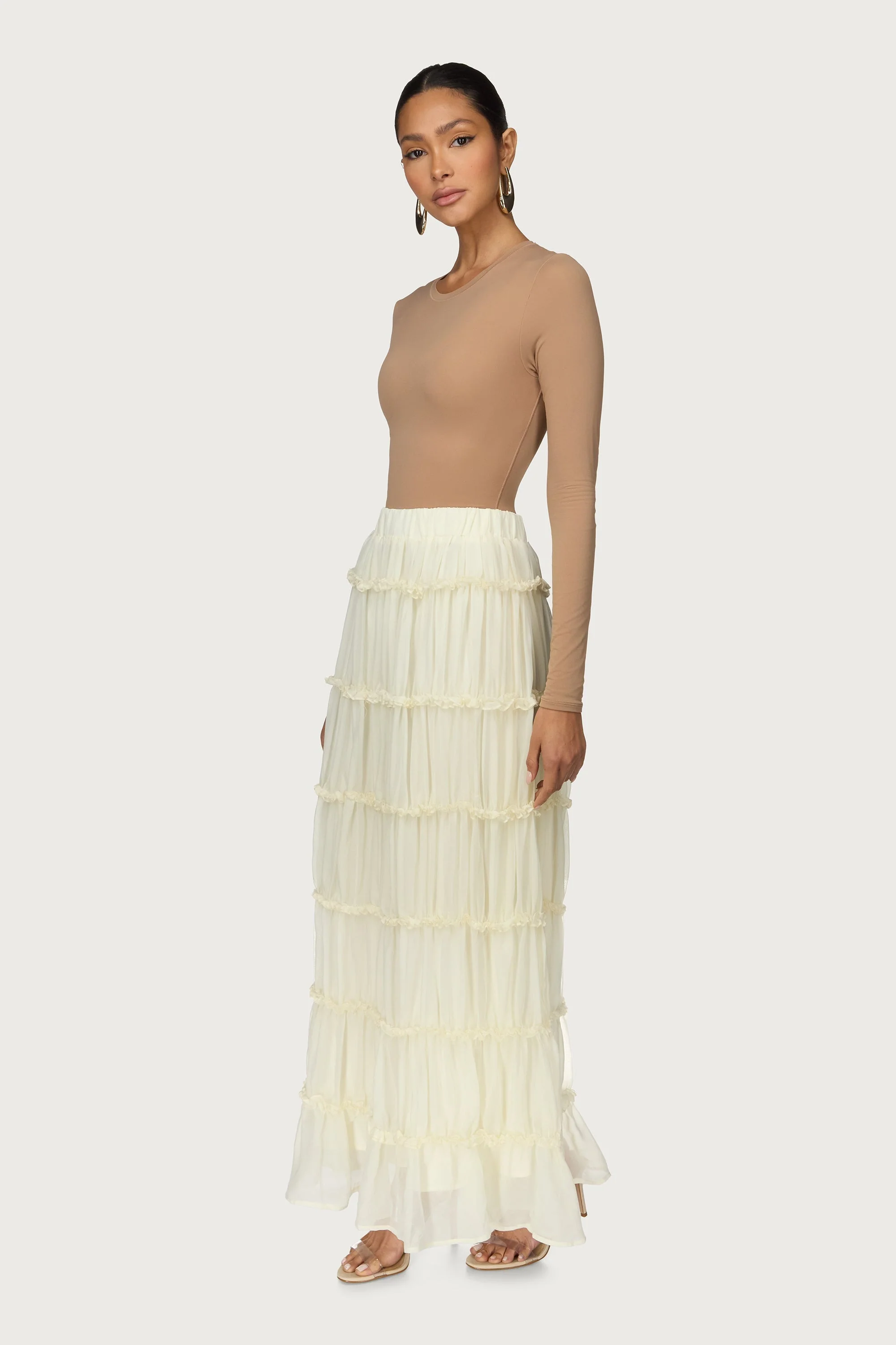 Tiered Maxi Skirt - Off White - Image 4