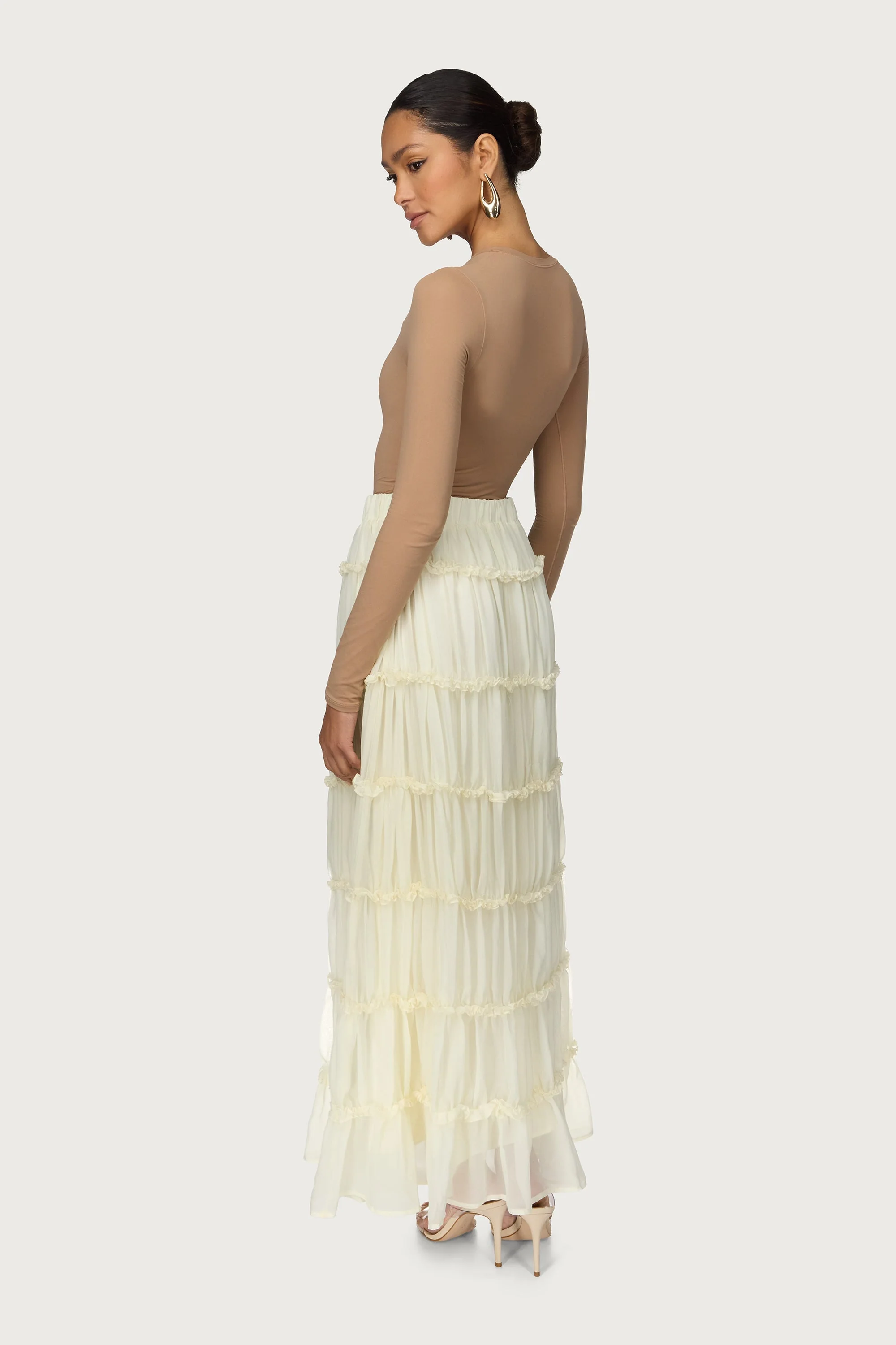 Tiered Maxi Skirt - Off White - Image 5