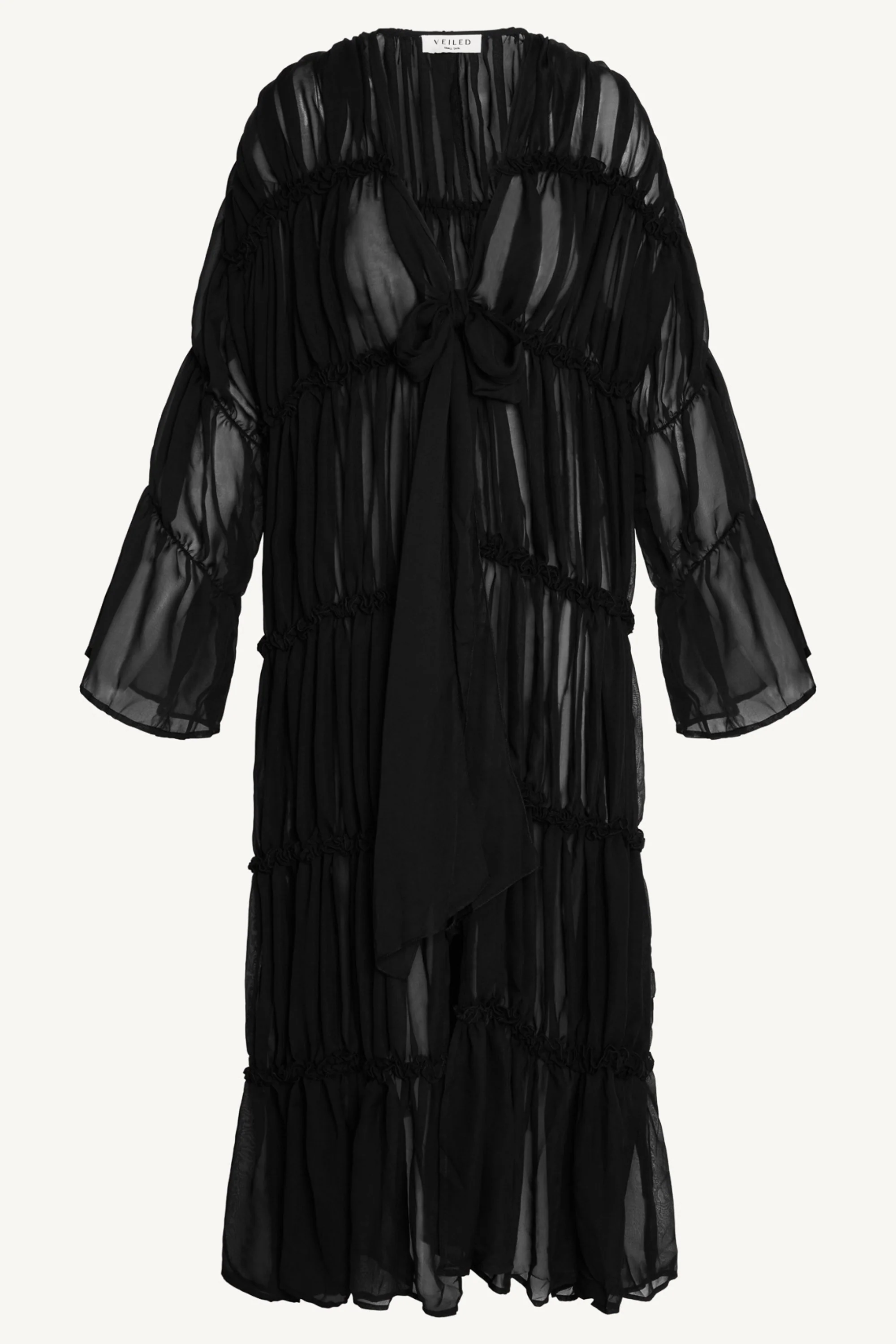 Tiered Open Abaya - Black