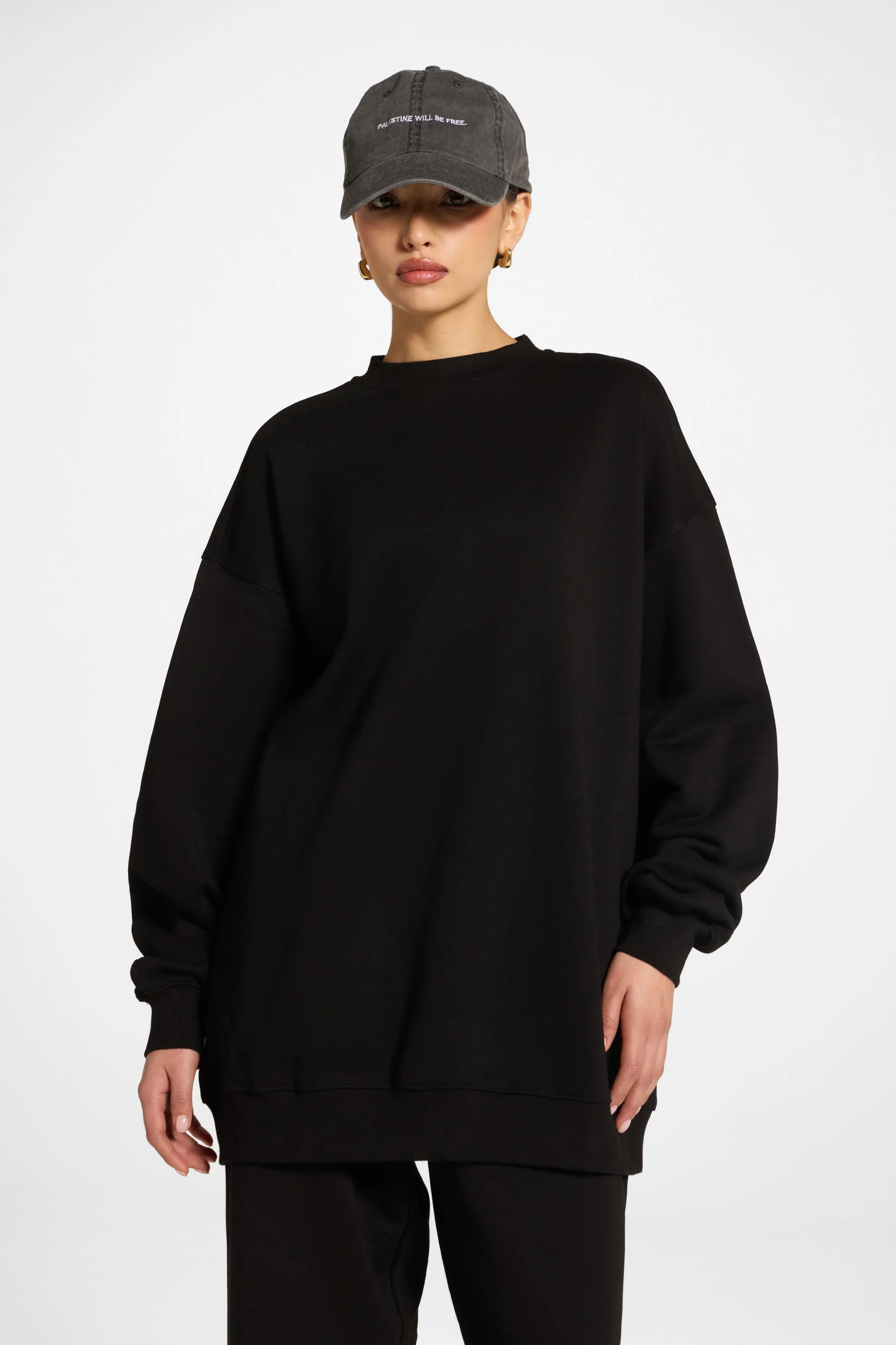 Unisex Crew Neck Sweatshirt - Black - Image 4