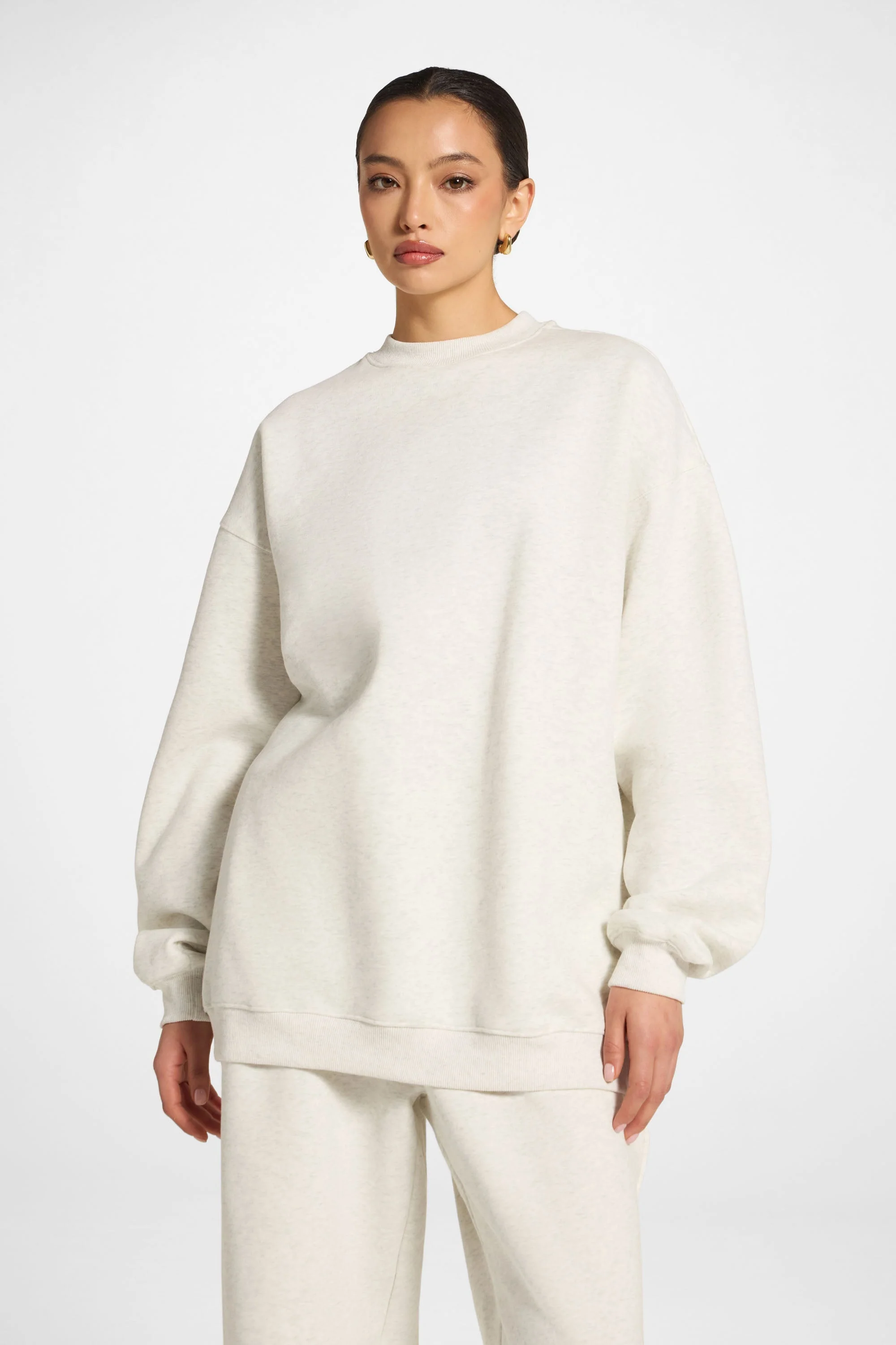 Unisex Mock Neck Sweatshirt - Heather Grey - Image 7